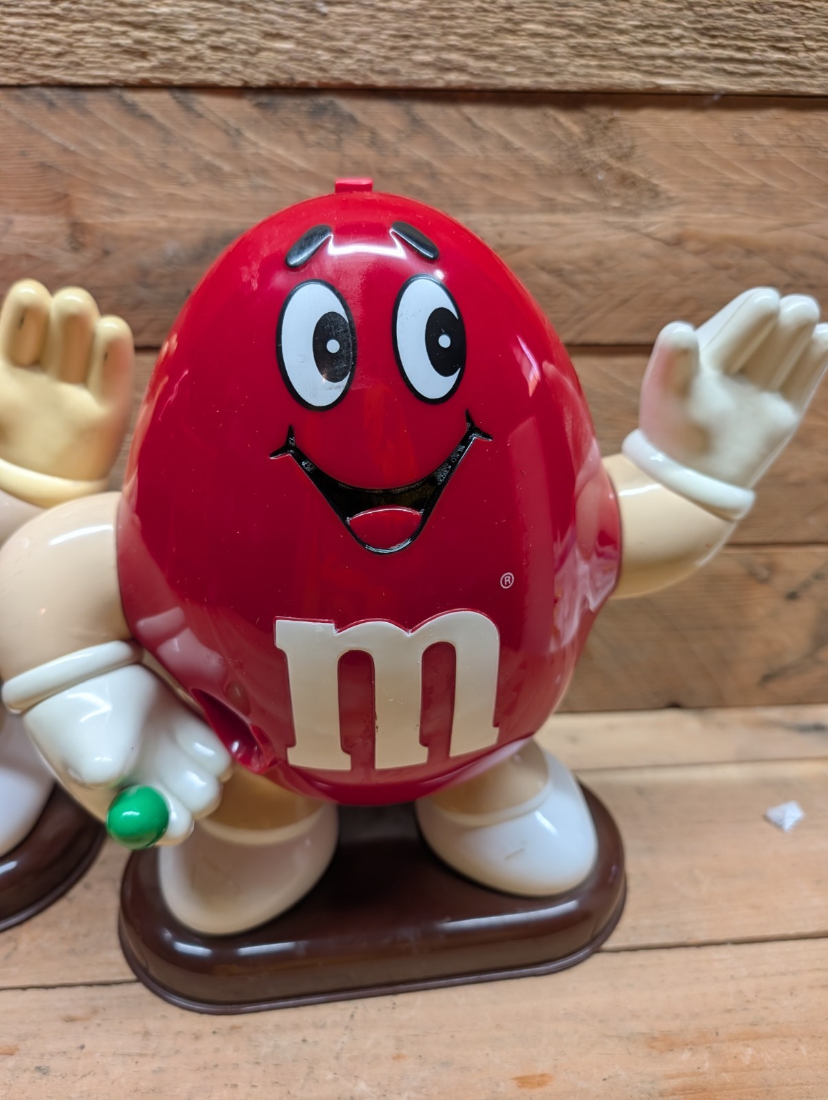 1991 M&M\'s Red Waving Candy Dispenser Lot of 2 Green M&M in Hand 9\
