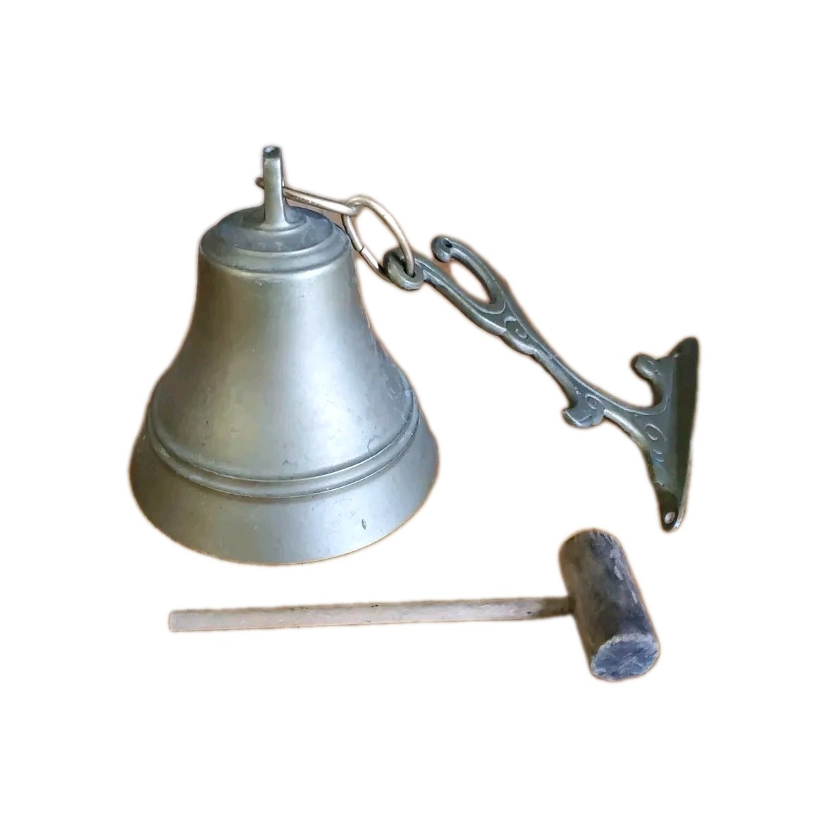 Vintage Solid Brass Hanging Bell with Mallet