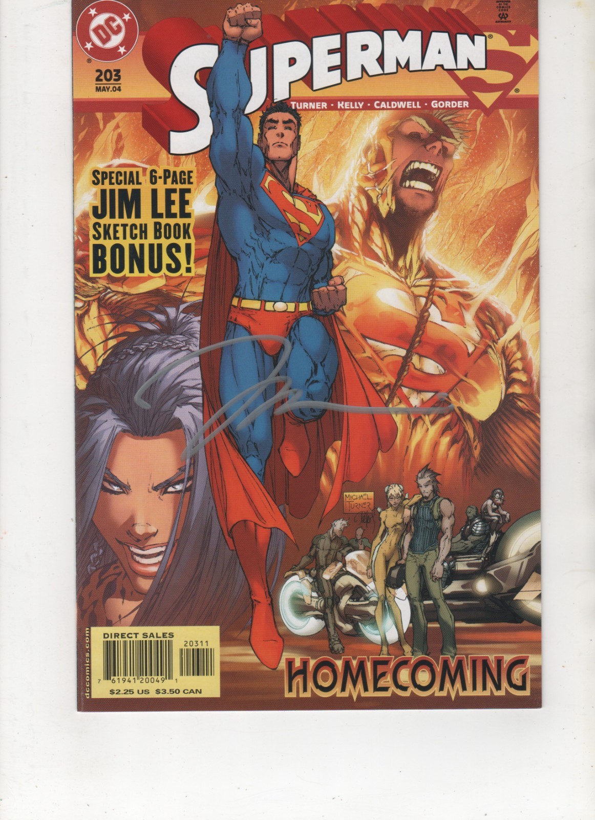 Superman #203 Signed by Jim Lee with COA, NM 9.4, 1st Print, 2003, See Scans Superman #203 Signed by Jim Lee with COA, NM 9.4, 1st Print, 2003, See Scans