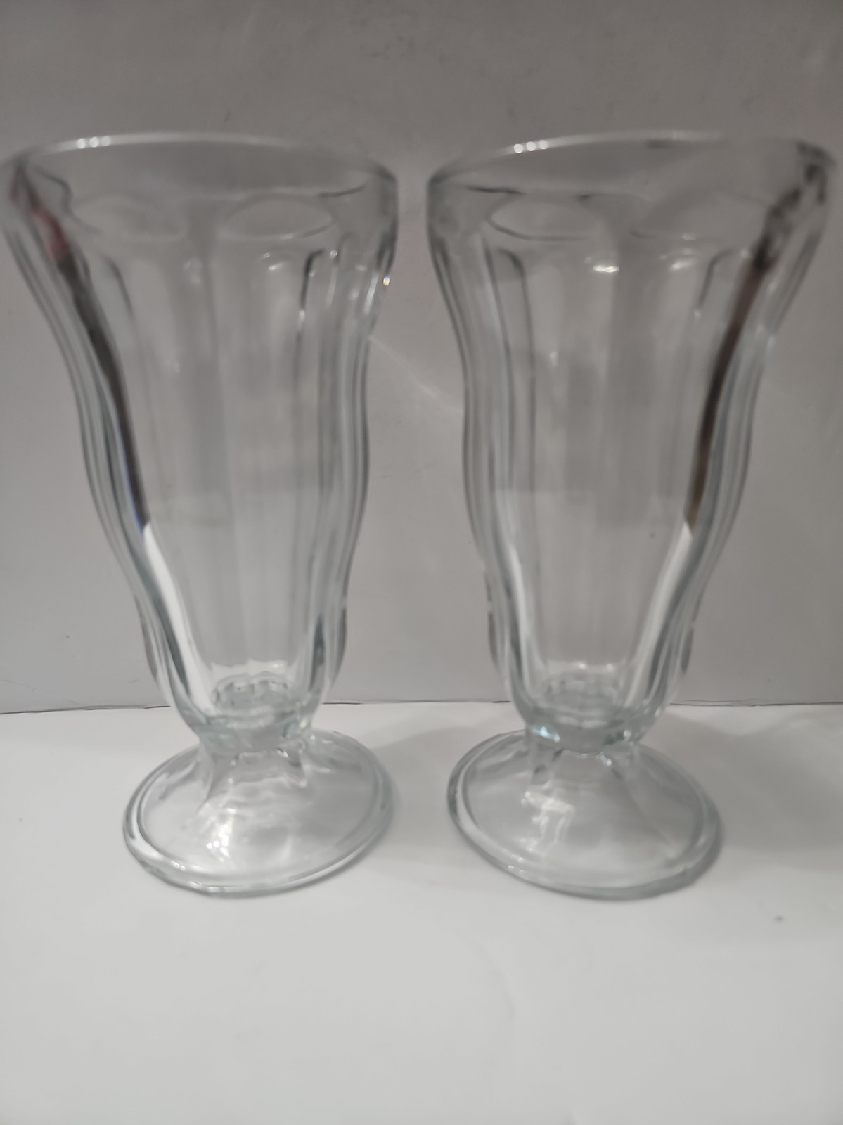 Set/2 Vintage Anchor Hocking Clear Glass Milkshake/Soda/Sundae Glasses, 6-3/4\ Set/2 Vintage Anchor Hocking Clear Glass Milkshake/Soda/Sundae Glasses, 6-3/4\