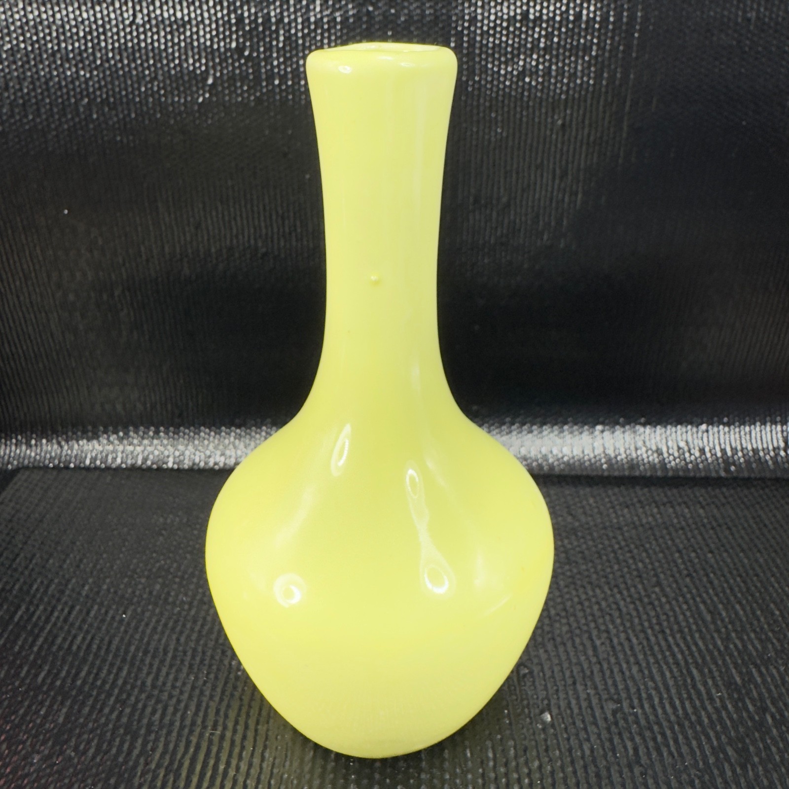 Vintage 1960s Pale Yellow Hand Made Studio Pottery Bud Vase Vessel Narrow Neck