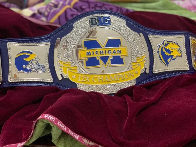New big Michigan 12X Championship Title replica Belt 2mm thick brass plates