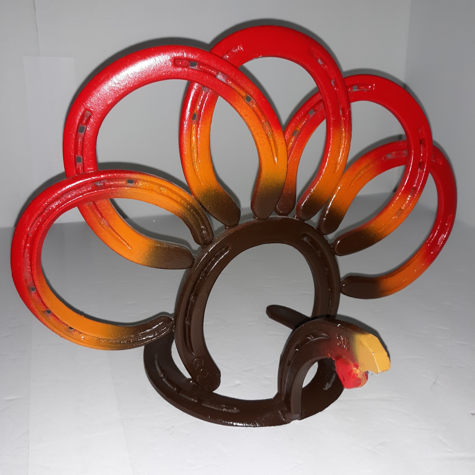 Vtg Horseshoe Turkey Art Table St Croix Forge Shoes Ranch Handcrafted 00Surefit