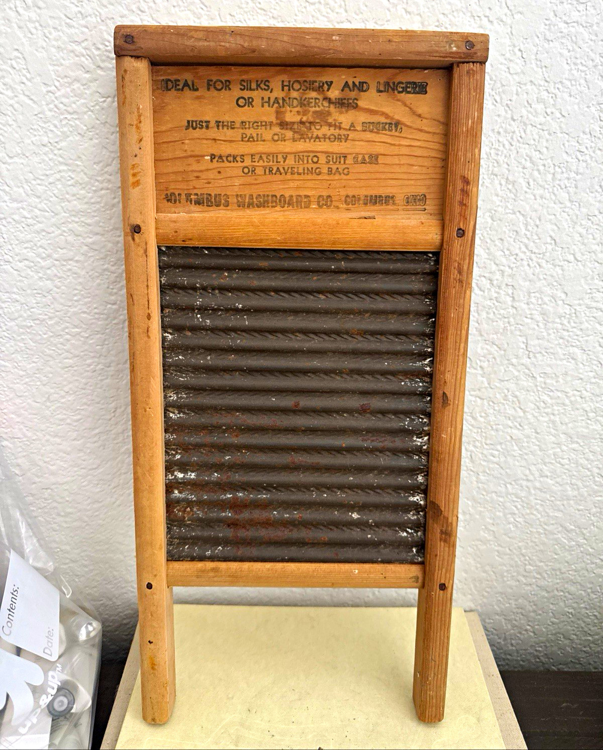 Columbus Washboard Co. Double Handy Vintage Wood Washboard w/ Corrugated Metal Columbus Washboard Co. Double Handy Vintage Wood Washboard w/ Corrugated Metal