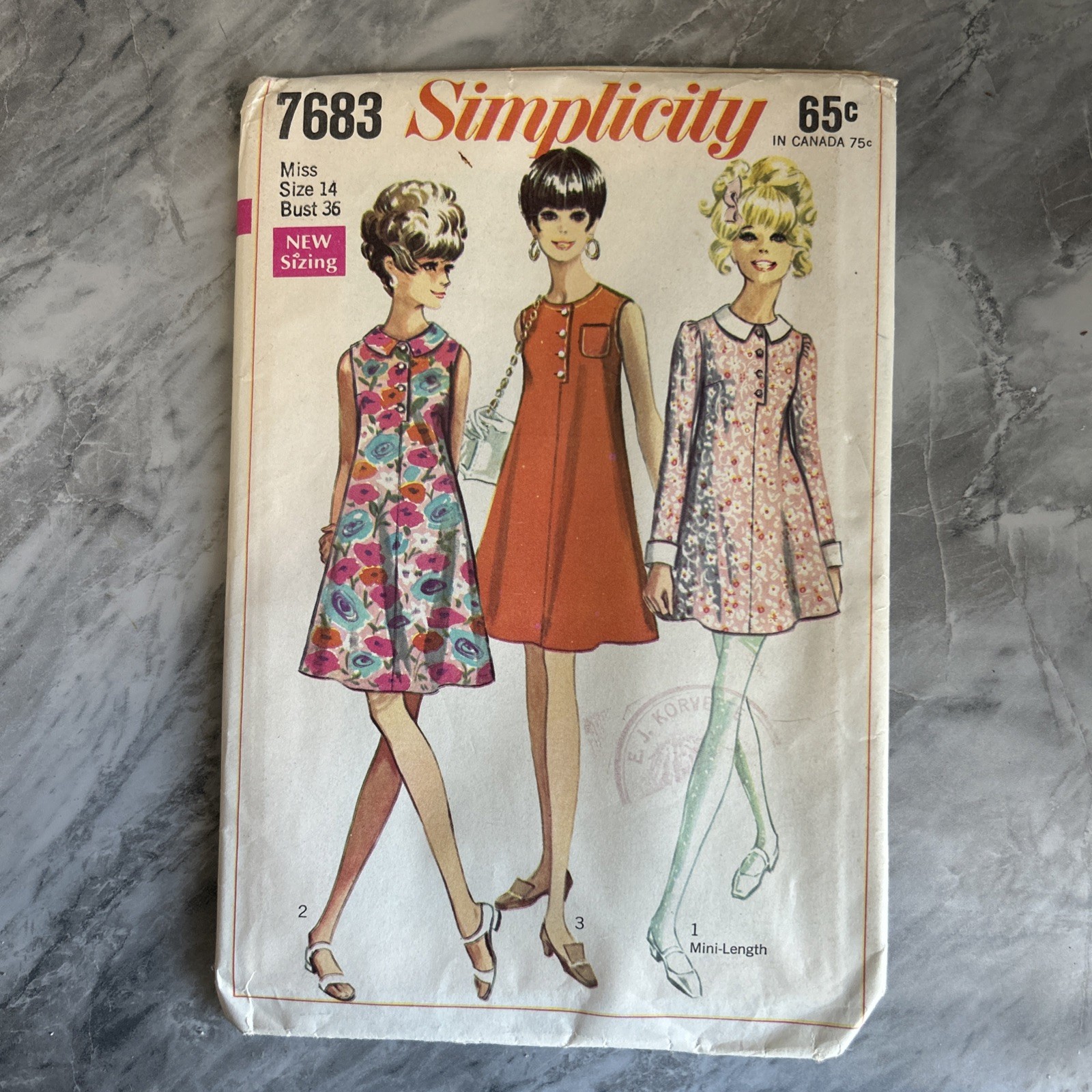 1968 Vintage Simplicity Sewing Pattern BOHO Tent Dresses Sz 14 Complete
