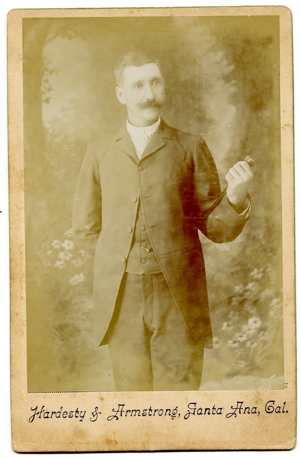 Man with stick Vintage Photo by Hardesty  and Armstrong , Santa Ana, California