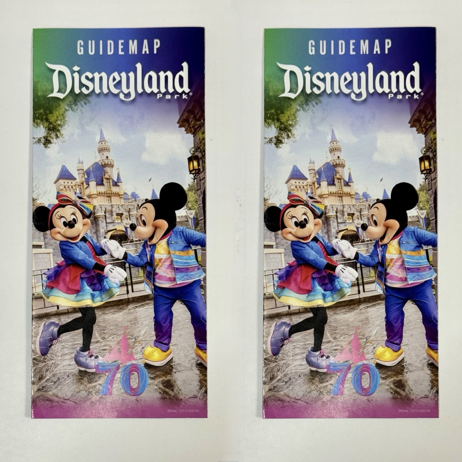 2x Disneyland GuideMap 70th Anniversary Celebration Mickey & Minnie January 2026