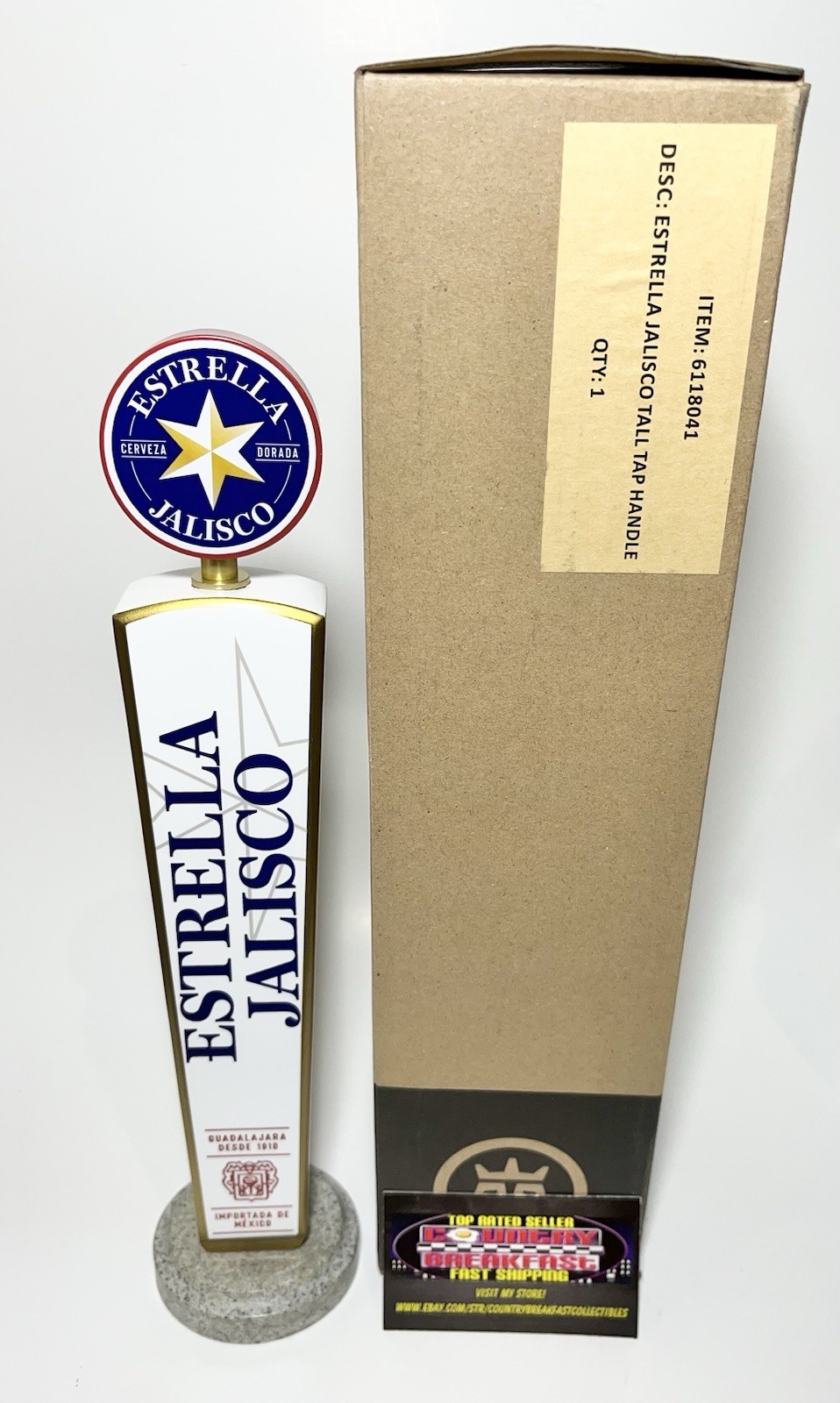 Estrella Jalisco Cerveza Star Topper Beer Tap Handle 12” Tall Brand New In Box