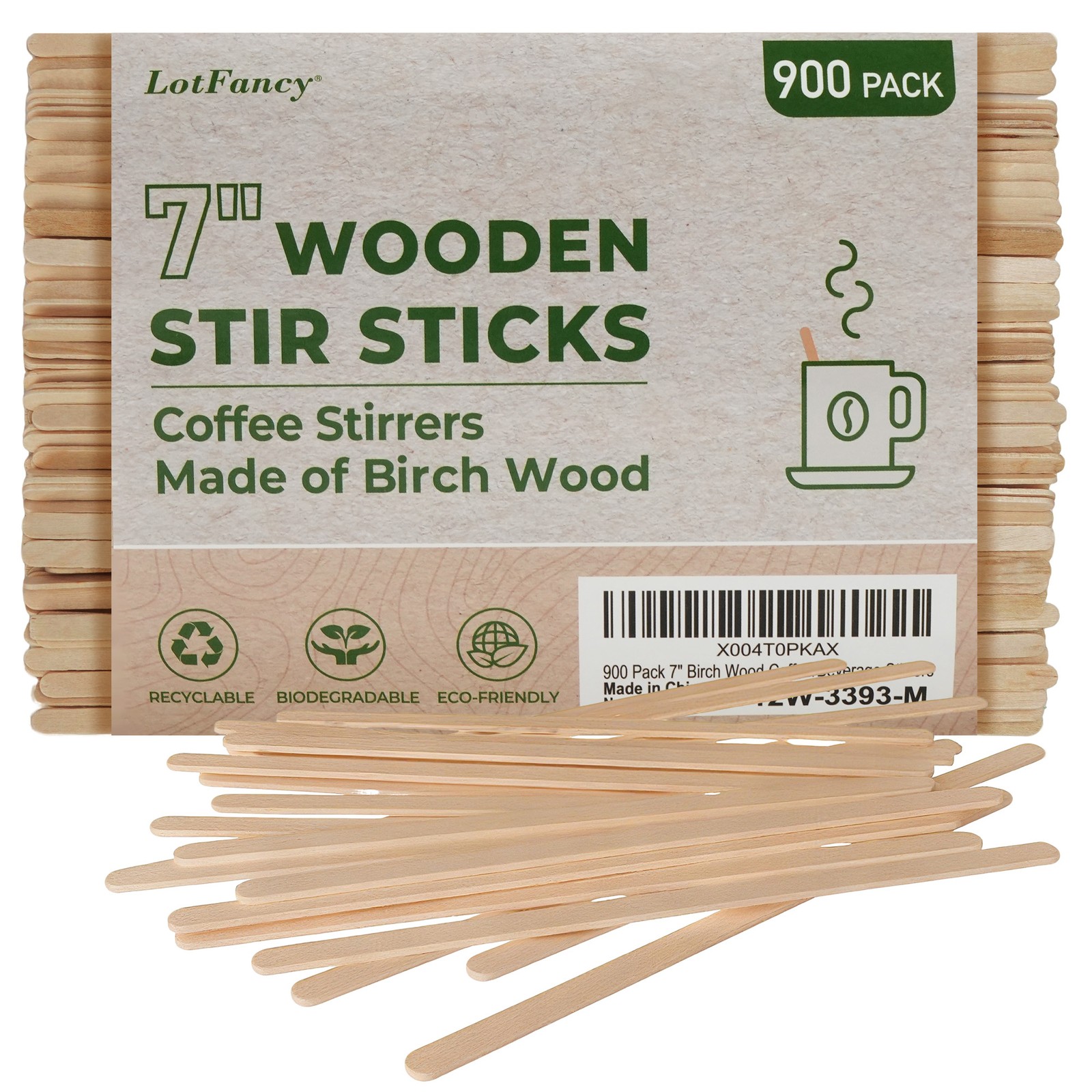 Coffee Stirrers 900PCS 7 inch Birch Wood Coffee Stir Sticks Sturdy Wooden Stick