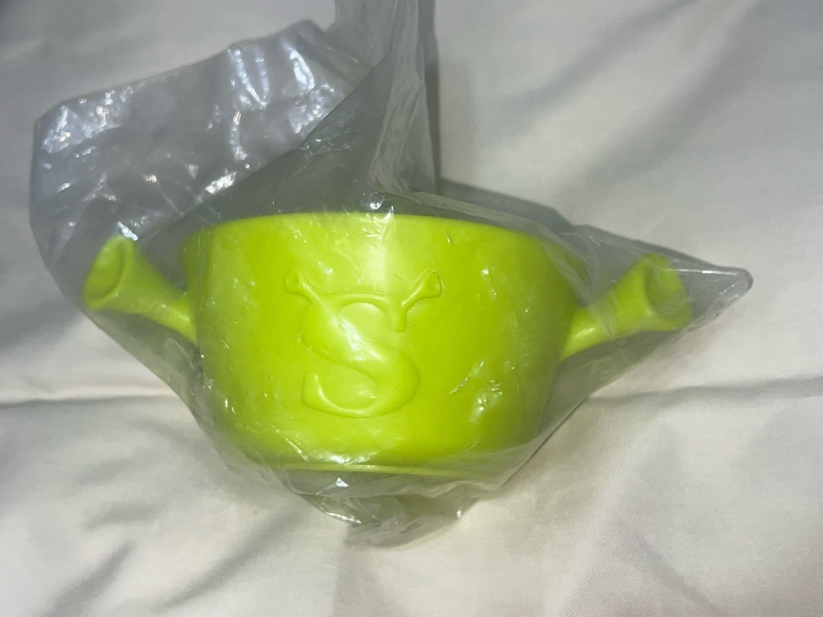 Rare Kellogg's Cereal Premium Shrek Bowl Lime Green Ogre Ear Factory Sealed MINT