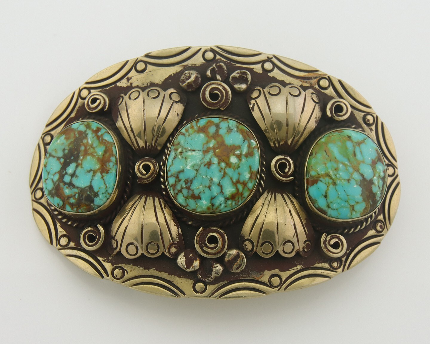 Navajo Belt Buckle .999 Nickel Handmade Artist Signed Kachina 2.0x3.0 in C.1980s