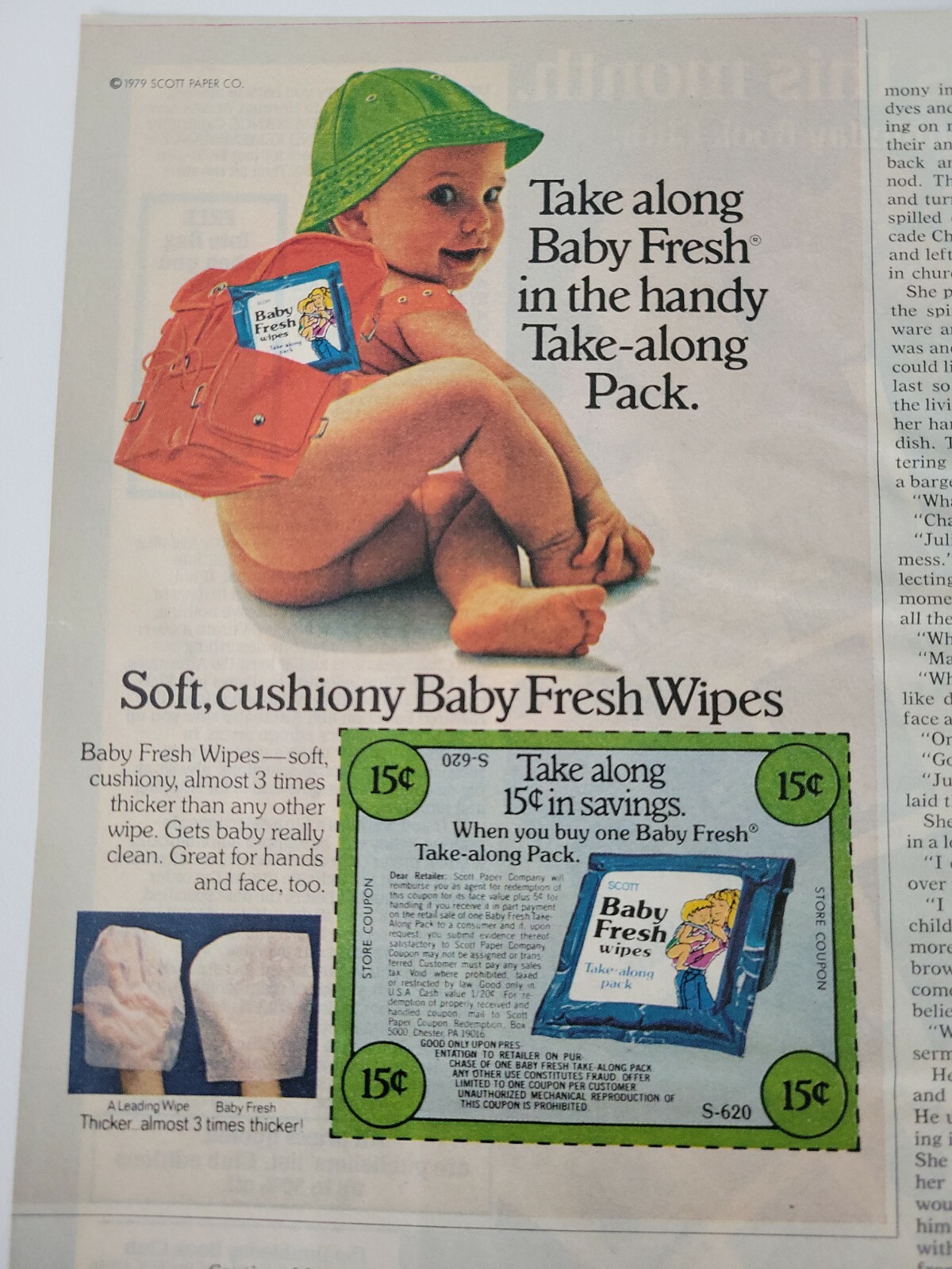 1979 soft Baby Fresh wipes towelettes for baby nude bottom ad