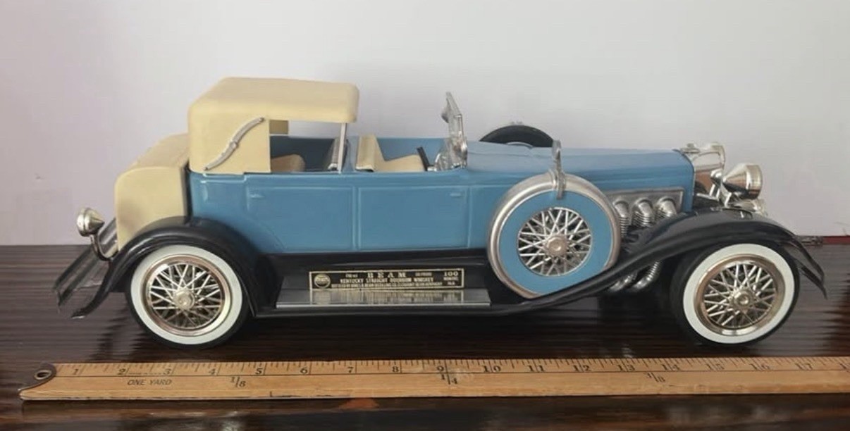 Vintage Jim Beam 1934 Duesenberg Automobile Model J Blue Decanter Bottle EMPTY