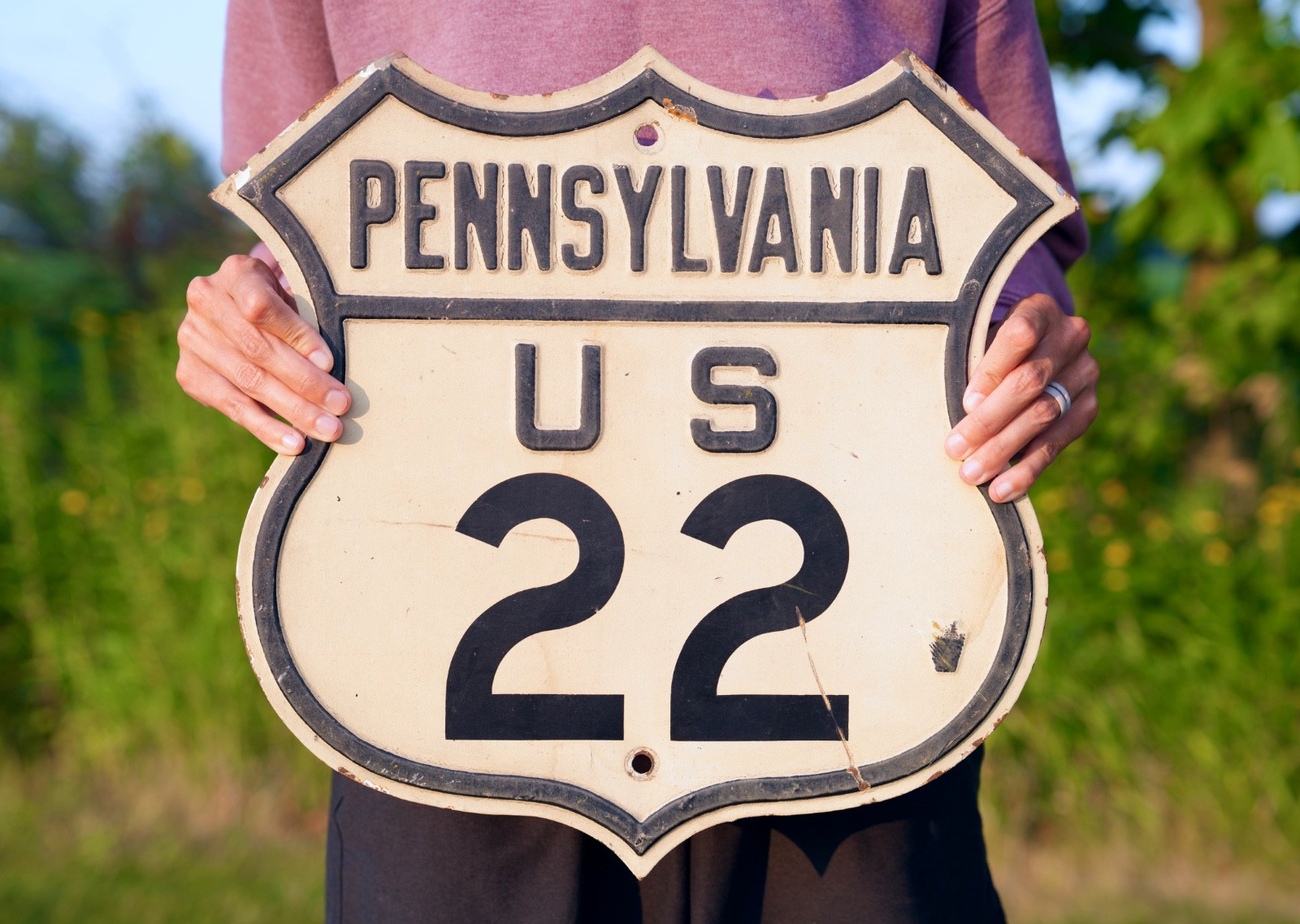 Pennsylvania Shield Sign ROUTE 22 Highway Badge Antique Vintage 1930s