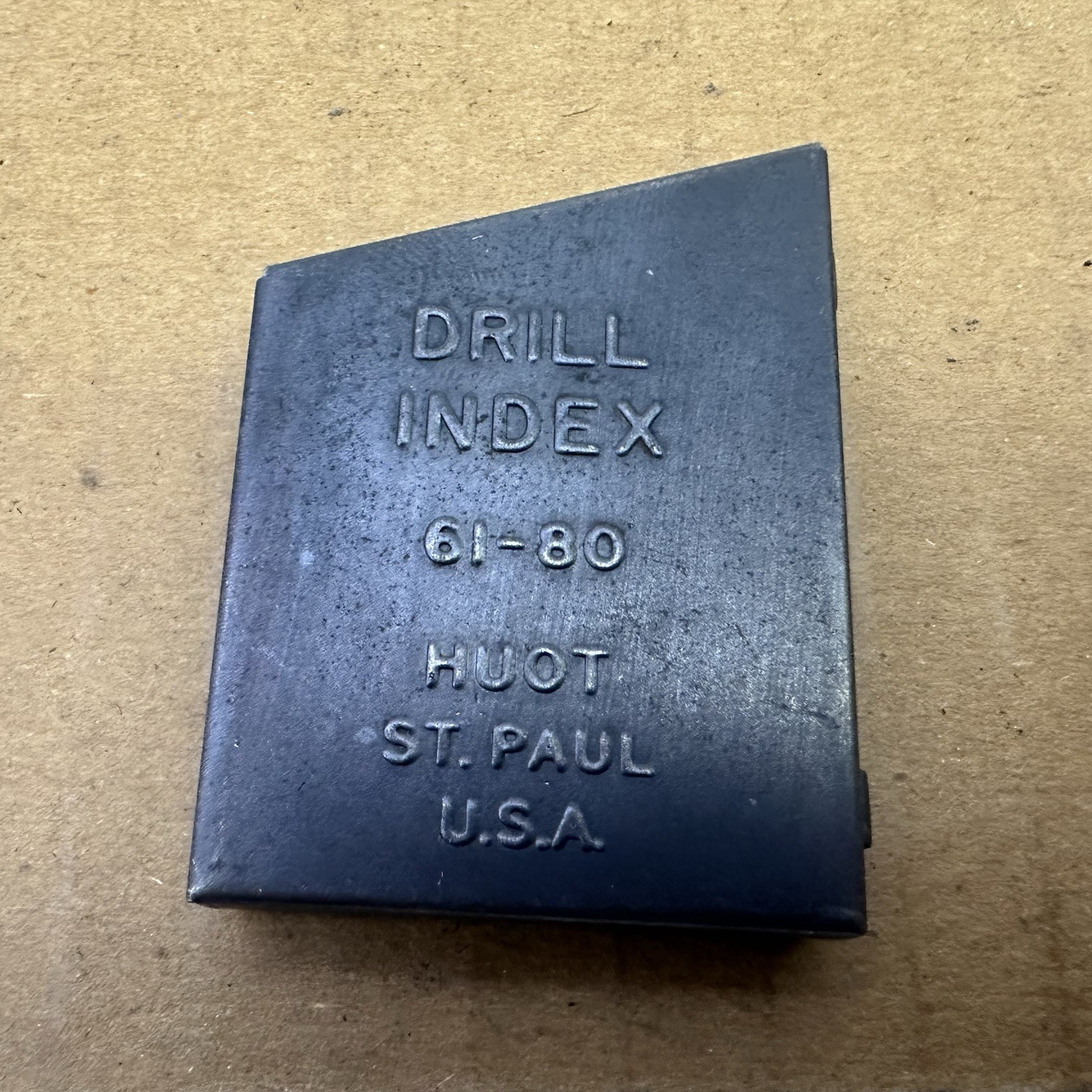HUOT ST.PAUL 61-80 MADE IN USA DRILL INDEX metal case ~ w/20 assorted bits VGUC