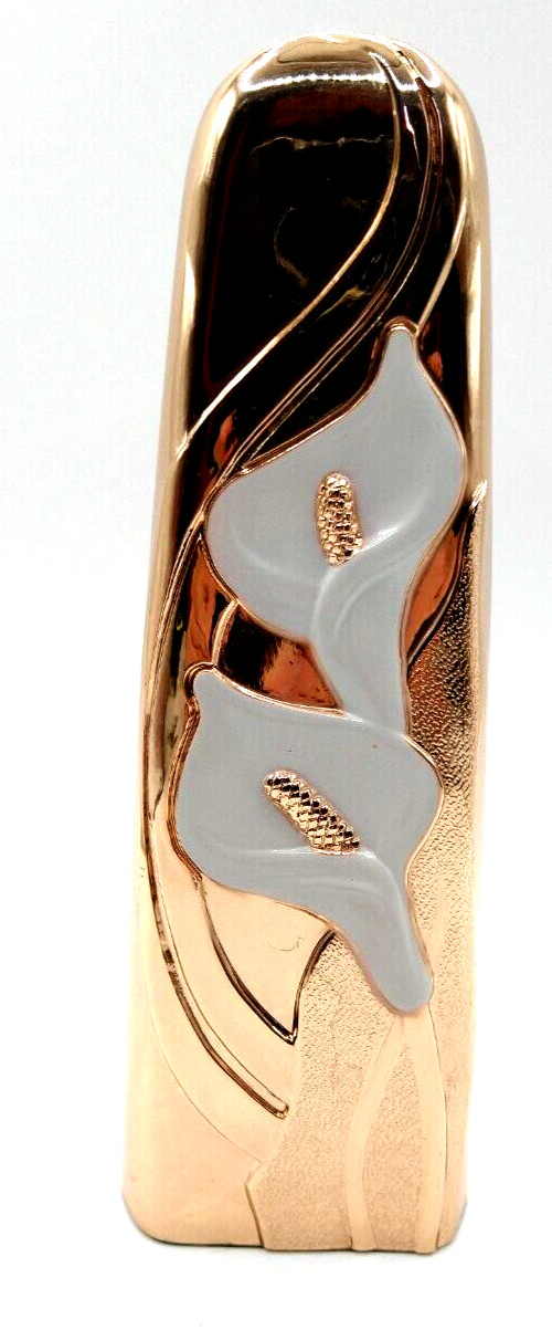 Rose Gold Calla Lily Tarnish Resistant Bud Vase Shiny Pink Rectangle White Calla