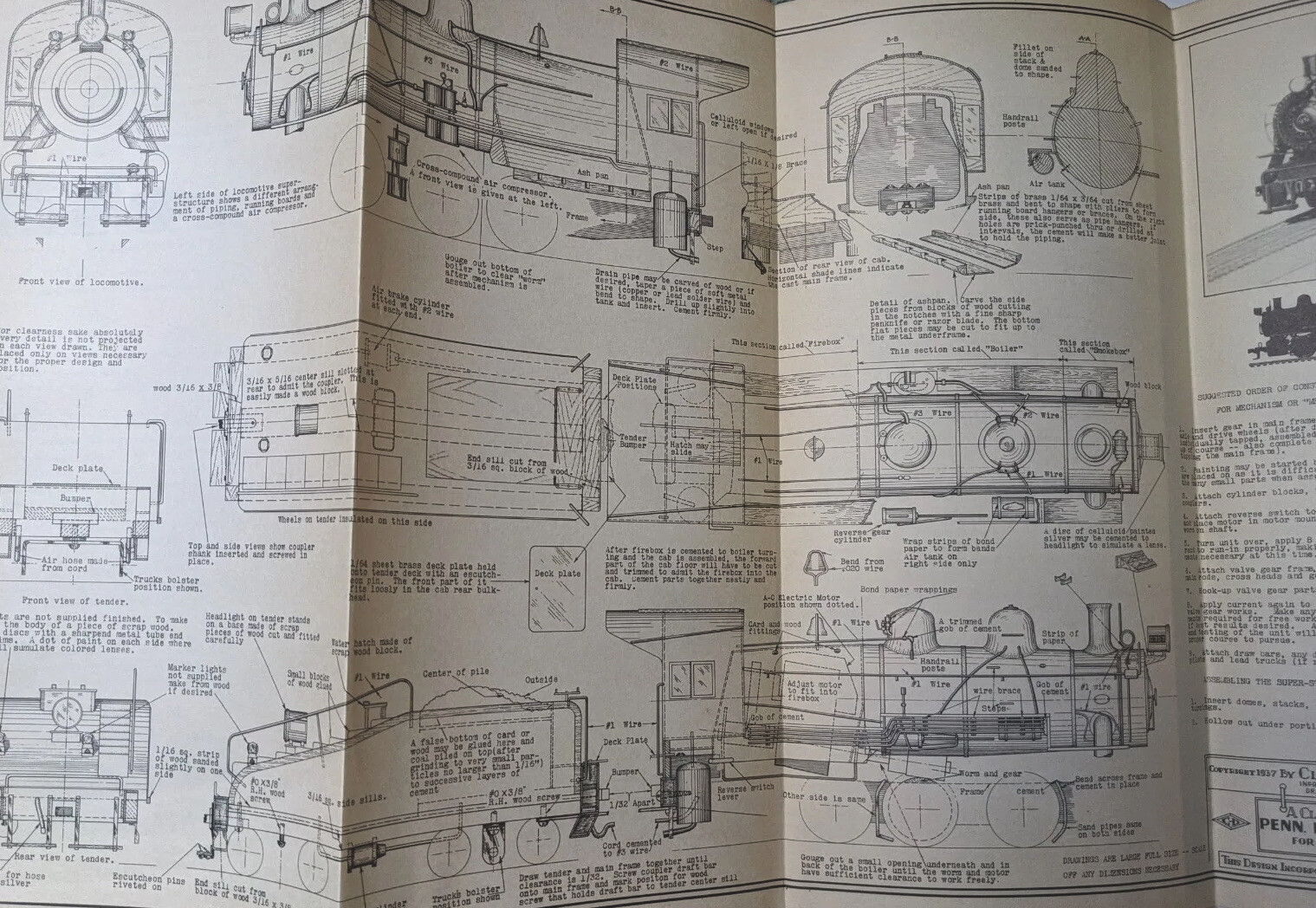 Vintage 1930’s-40’s Cleveland Switching Locomotive Blueprints