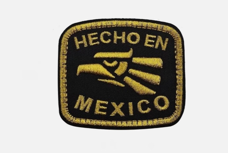 HECHO EN MEXICO MADE IN MEXICO GOLD & BLACK TACTICAL MORALE HOOK & LOOP  PATCH