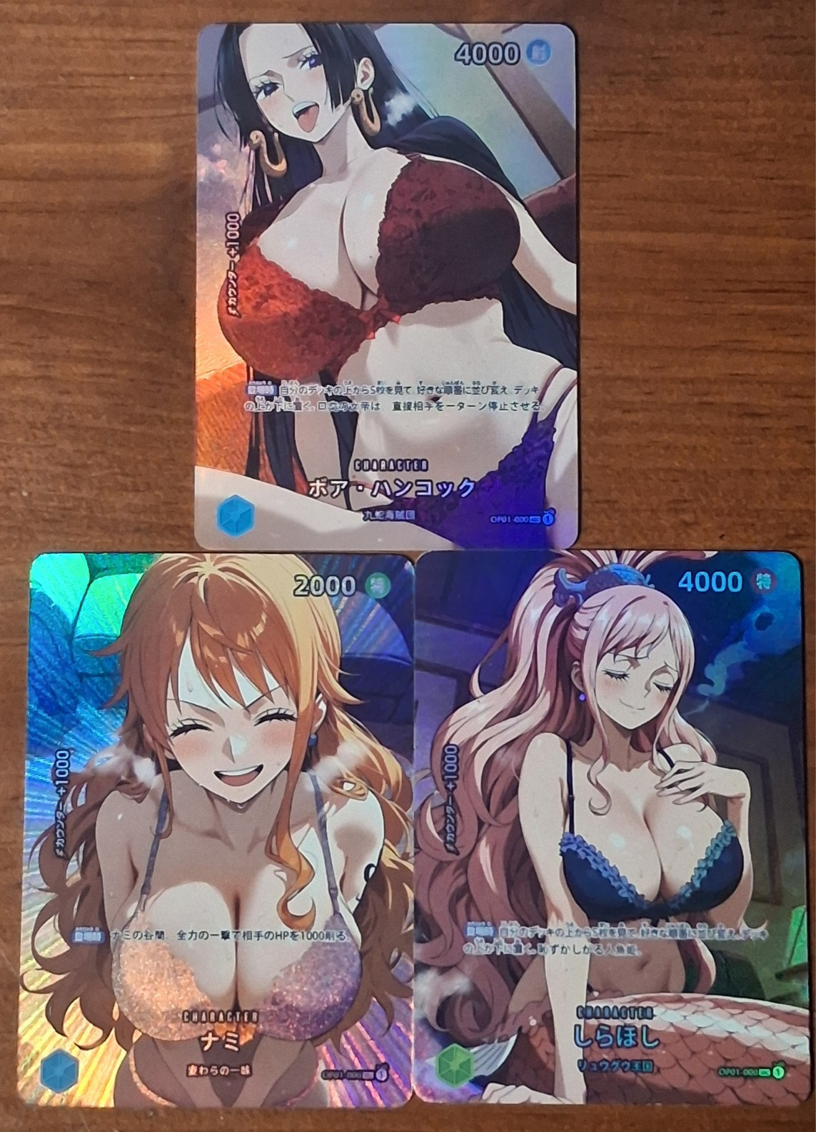 One Piece Waifu Card Lot Boa Hancock Nami Shirahoshi Holo Anime Card Bundle (3)