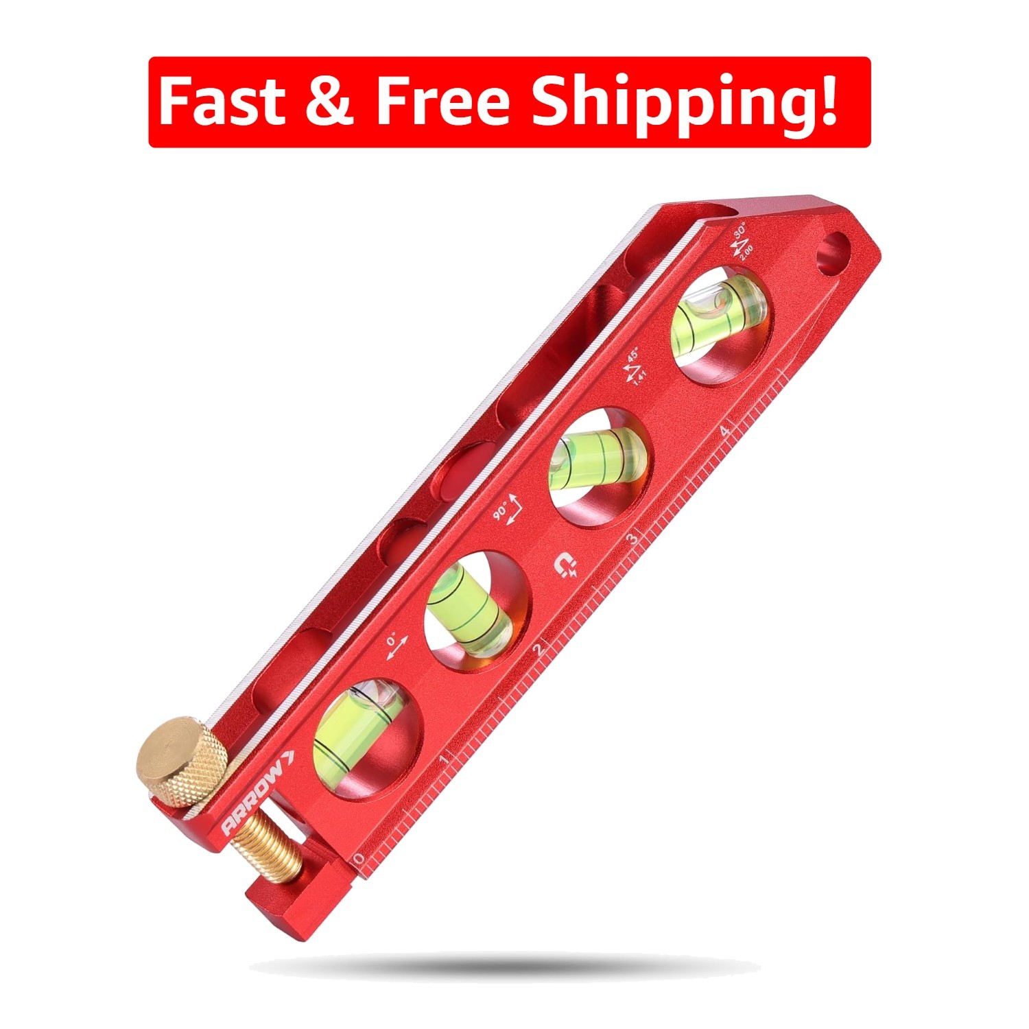 ARROW 6.3-Inch Level with Dual Metric/SAE Scales & Strong Magnet