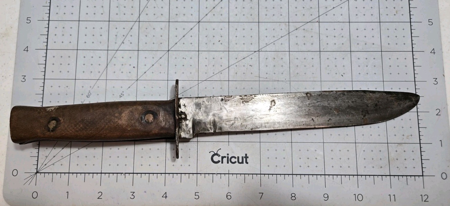 Vintage WESTERN Boulder CO Fixed Blade Knife Custom Wood Handle Modified WWII...