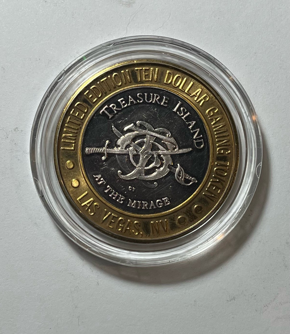 Vintage Treasure Island Ten Dollar Gaming Token Las Vegas Silver