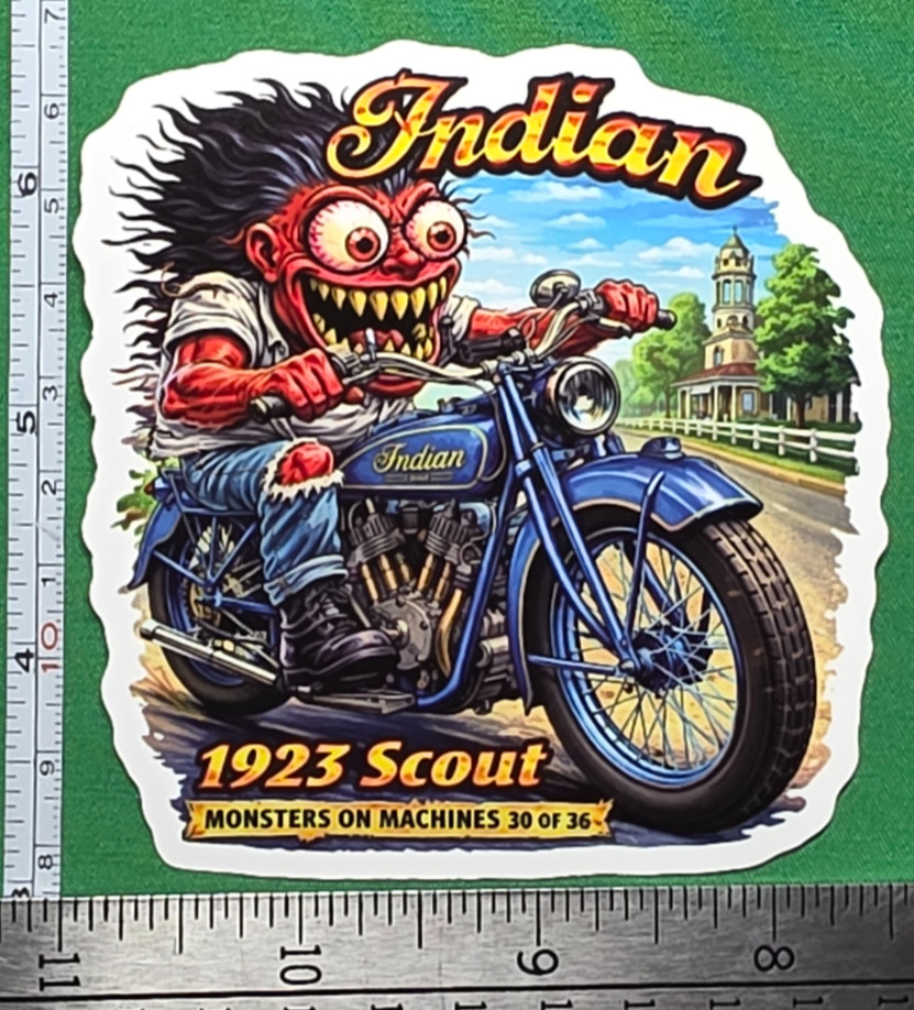1923 Indian Scout Motorcycle 9x9cm Durable Die-Cut Vinyl Sticker Number 30 of 36