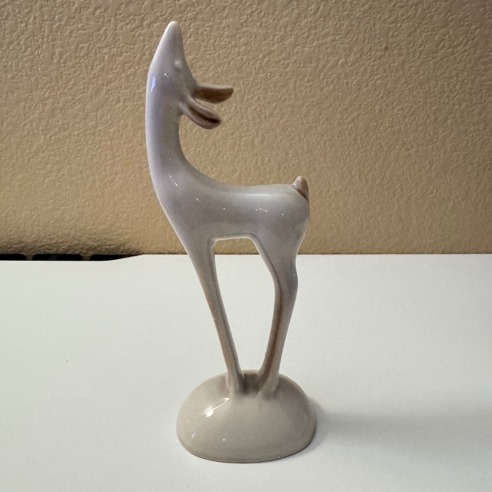 Vintage Roselane pottery Deer Figurine Mid Century Modern MCM Cream Brown