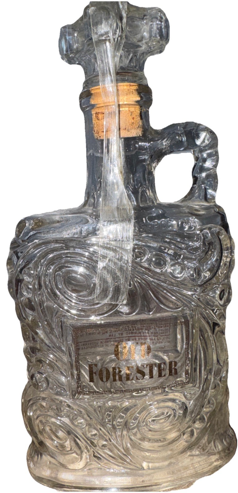 Vintage 1952 Old Forester Kentucky Bourbon 4/5 Quart Glass Decanter Bottle Vintage 1952 Old Forester Kentucky Bourbon 4/5 Quart Glass Decanter Bottle