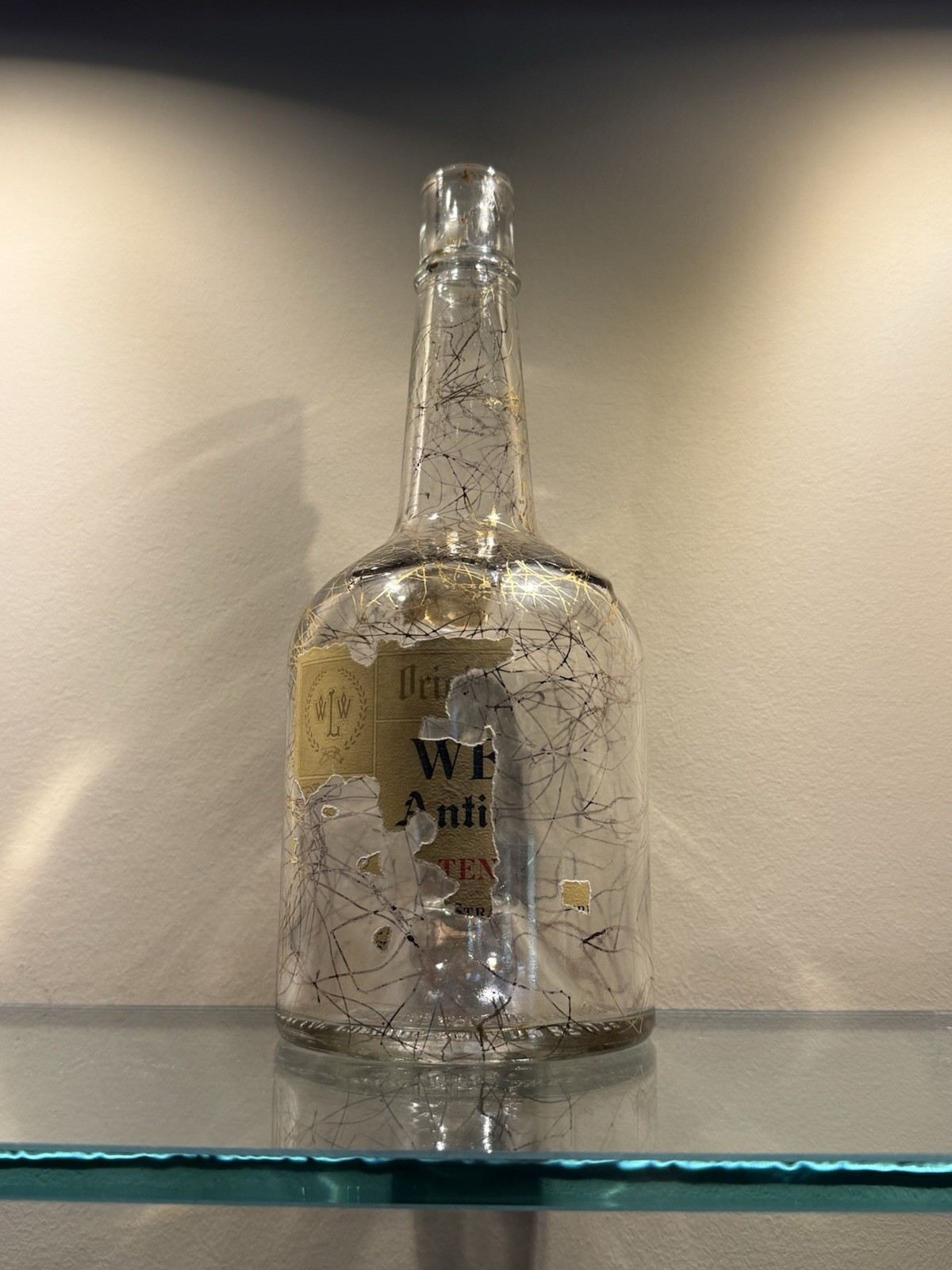 Vtg 1960s STITZEL-WELLER'S ANTIQUE RESERVE Gold Vein Empty Whiskey Bottle ~RARE