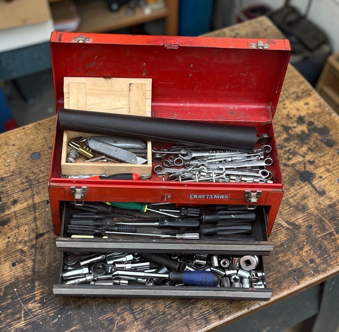 Craftsman 3-Drawer Tool Chest Massive USA Steel Hand Tool Lot w/ PLVMB & Wrenche
