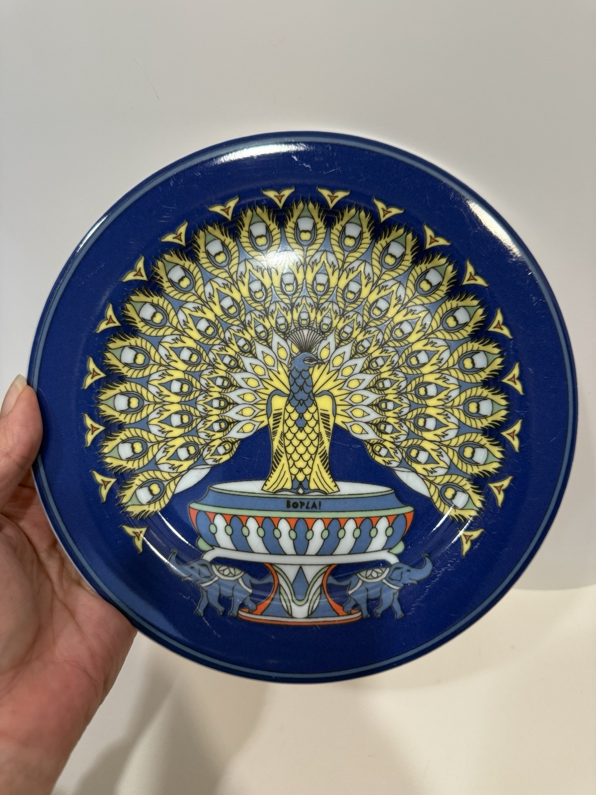 Bopla Porcelain Switzerland Peacock Plate 8” Vintage Pavo Fortuna Series