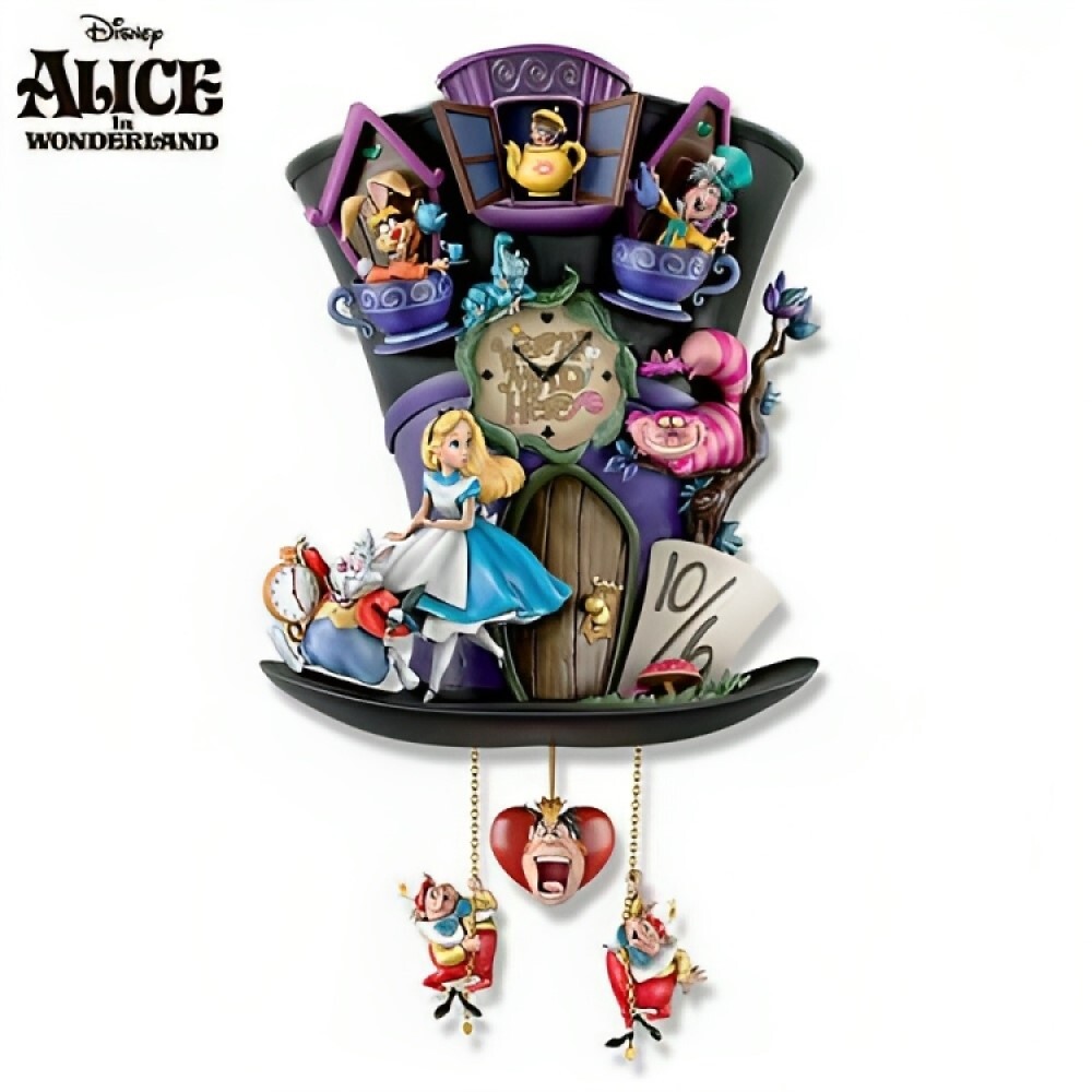 Bradford Exchange Disney Alice in Wonderland Mad Hatter Light Up Cuckoo Clock