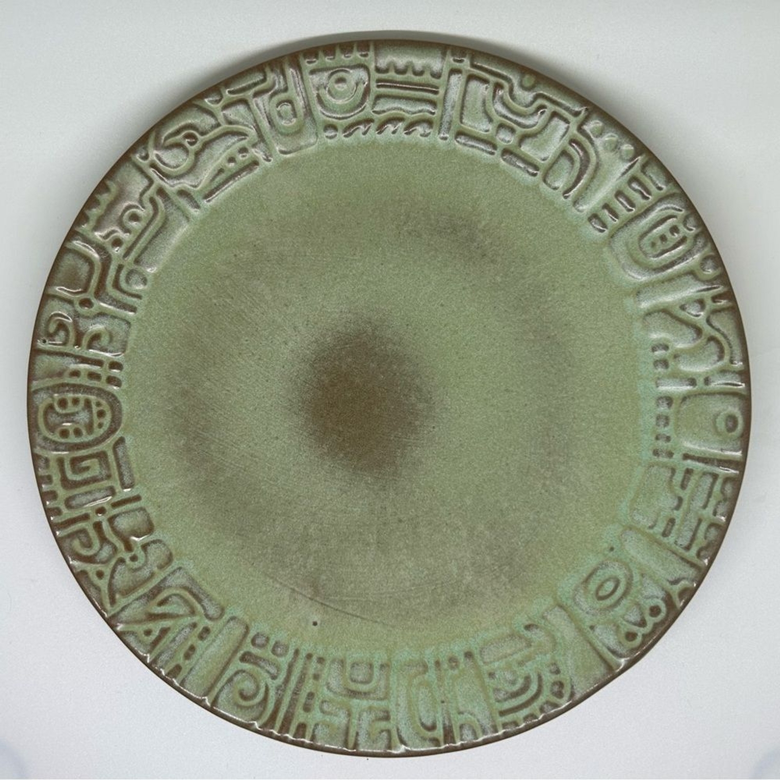 VTG MCM Frankoma Prarie Green Bread Plate
