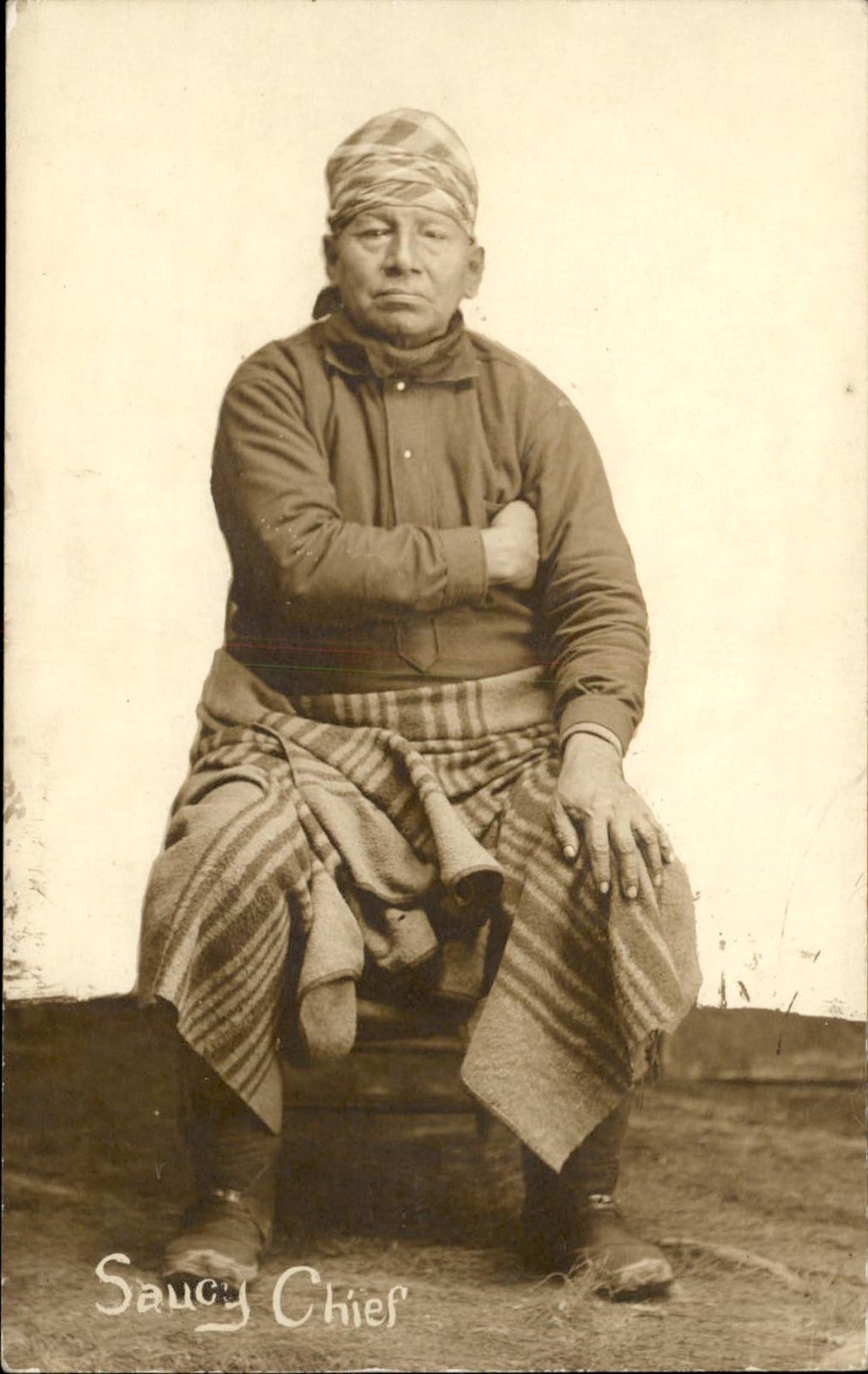 Osage Indian Saucy Chief Bartlesville c1910 Real Photo Vintage Postcard bhn
