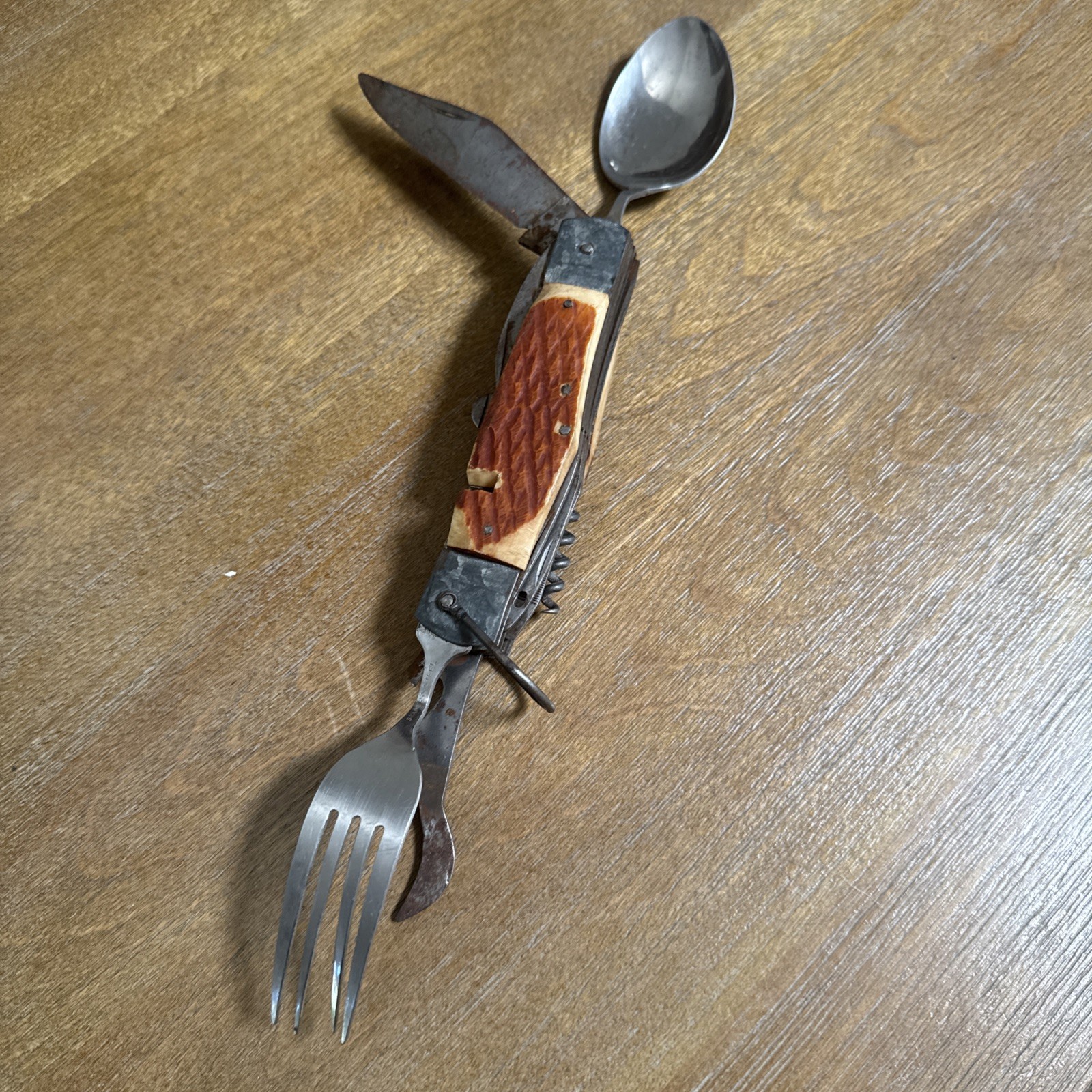 Vintage Boy Scout Hobo Camping Pocket Knife with Spoon and Fork Tools 1960\'s
