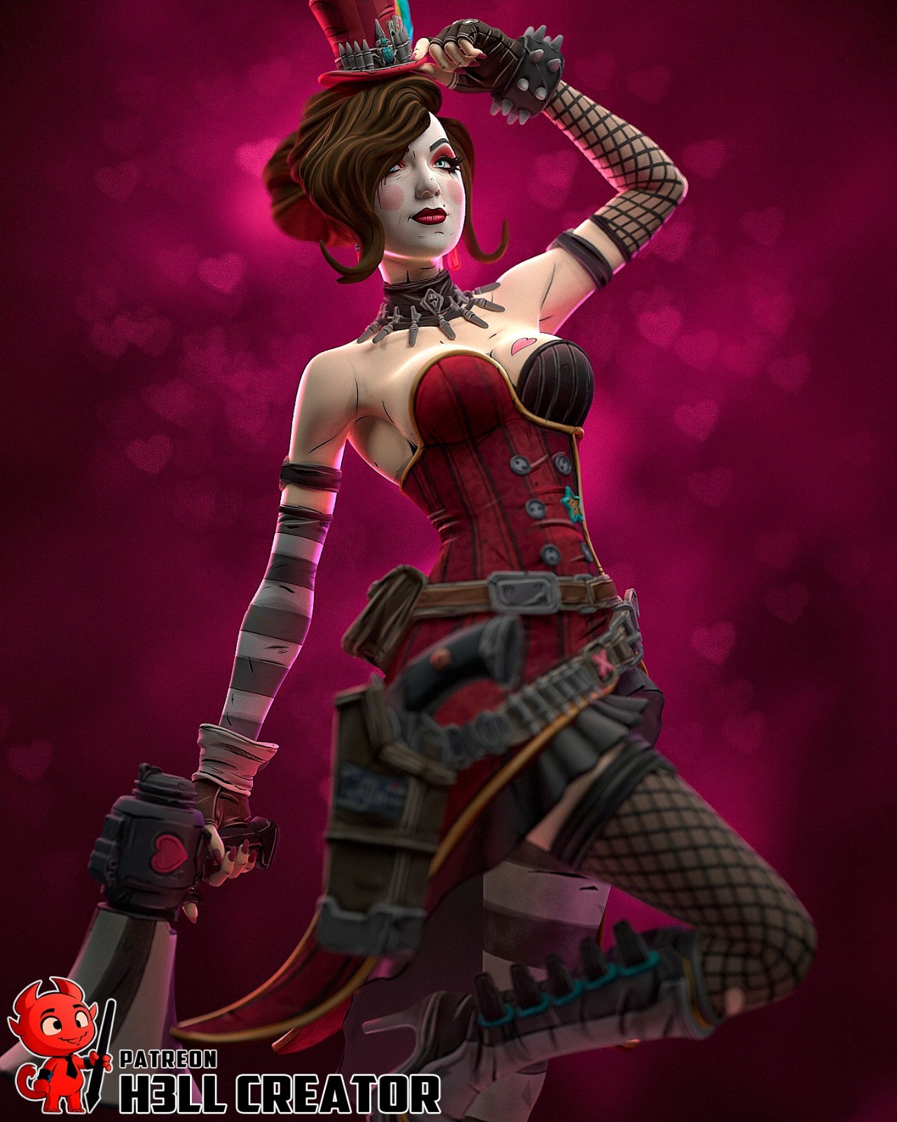 Moxxi Figurine Borderlands Hand Painted Model / DIY Kit 29 pcs