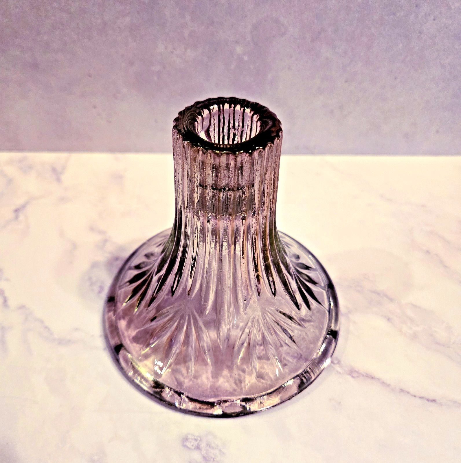 VTG Princess House Pink iridescent Votive Fairy Lamp BASE ONLY 