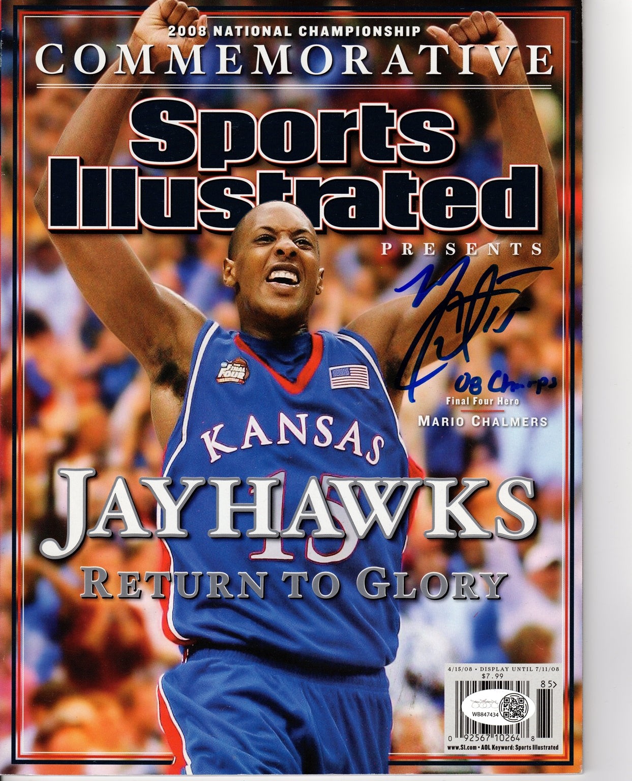 Mario Chalmers Autographed Kansas Jayhawks Commemorative Sports Illustrated Maga