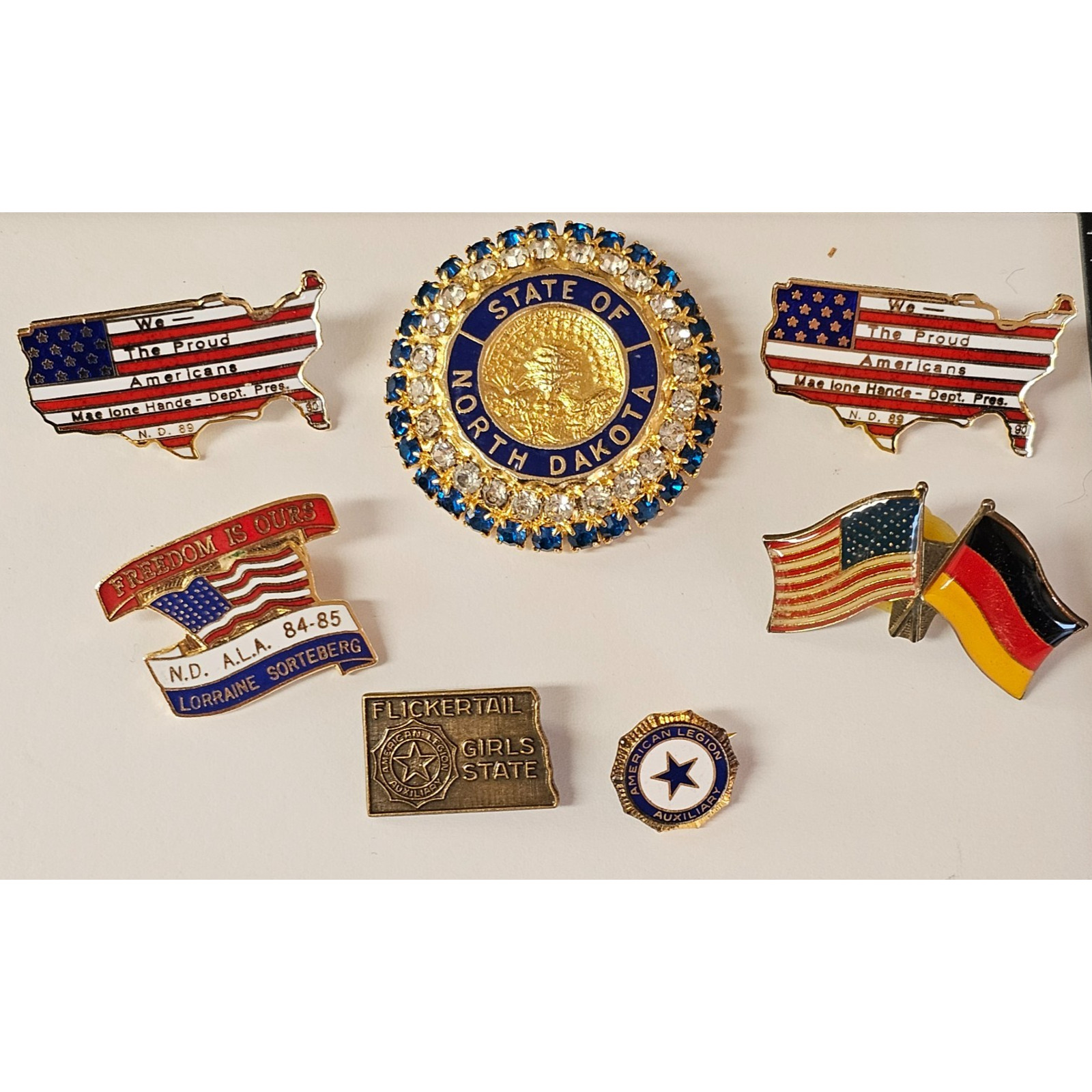 Vintage American Legion Auxiliary Pin Lot North Dakota ND 269 Flickertail Girls