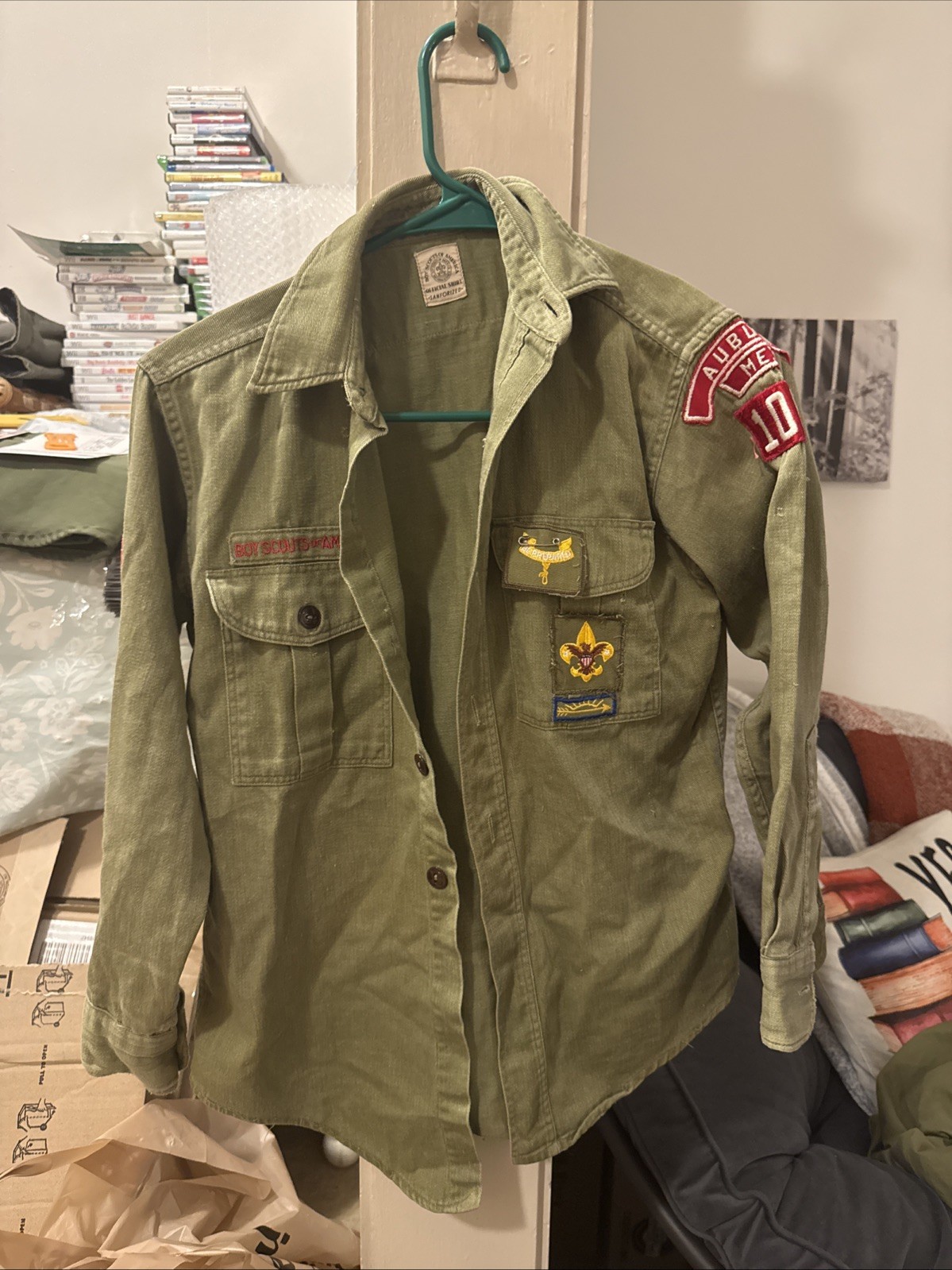 Vtg 1950s 1960s BSA Boy Scout Shirt Sanforized Cotton Auburn Maine Panther