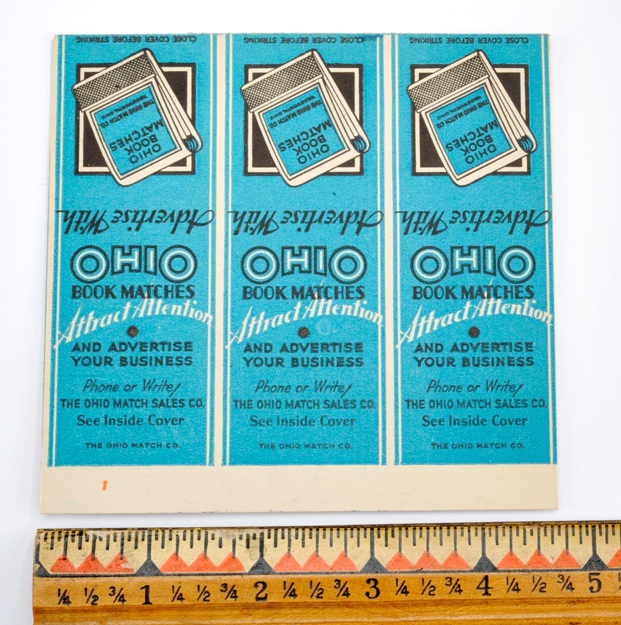 Vintage 1930’S ART DECO OHIO BOOK MATCHES - MATCH SALES CO. MATCHBOOK COVER #24