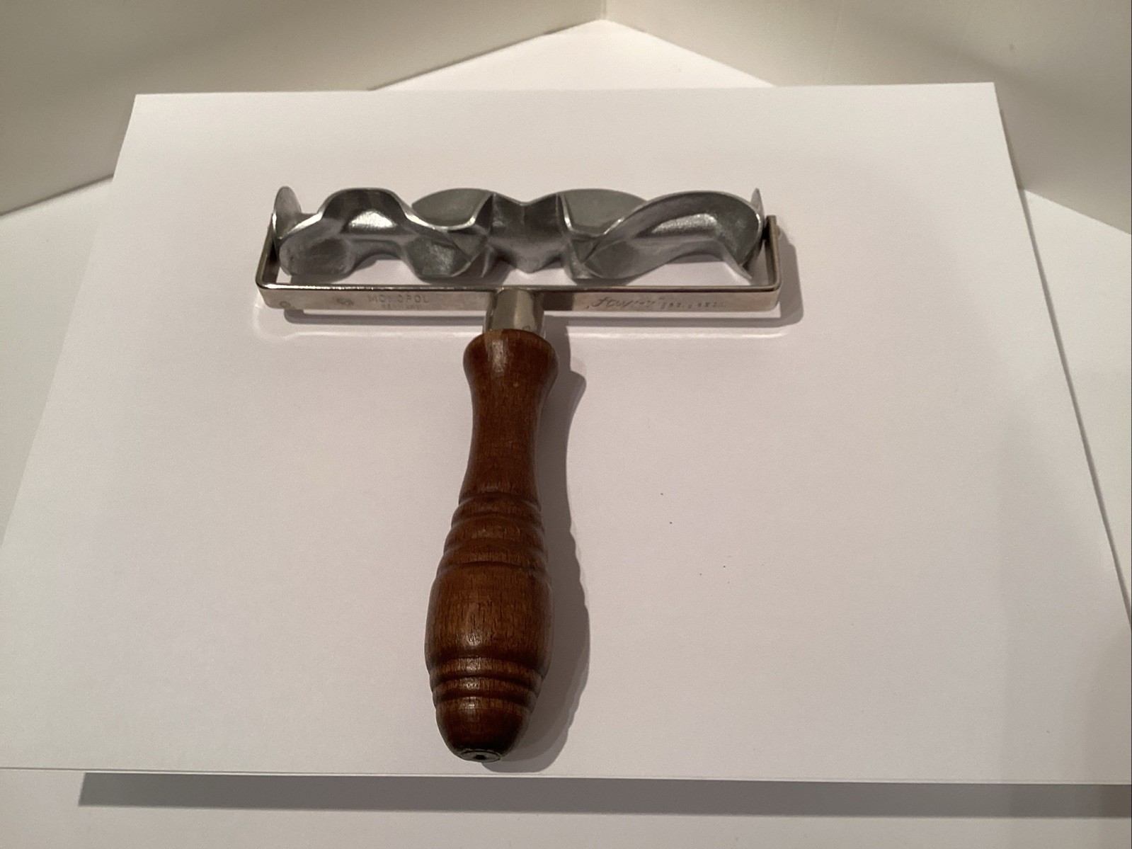 VTG Monopol Auro Ges Gesch Metal and Wood Cookie Roller Germany Kitchen Utensil