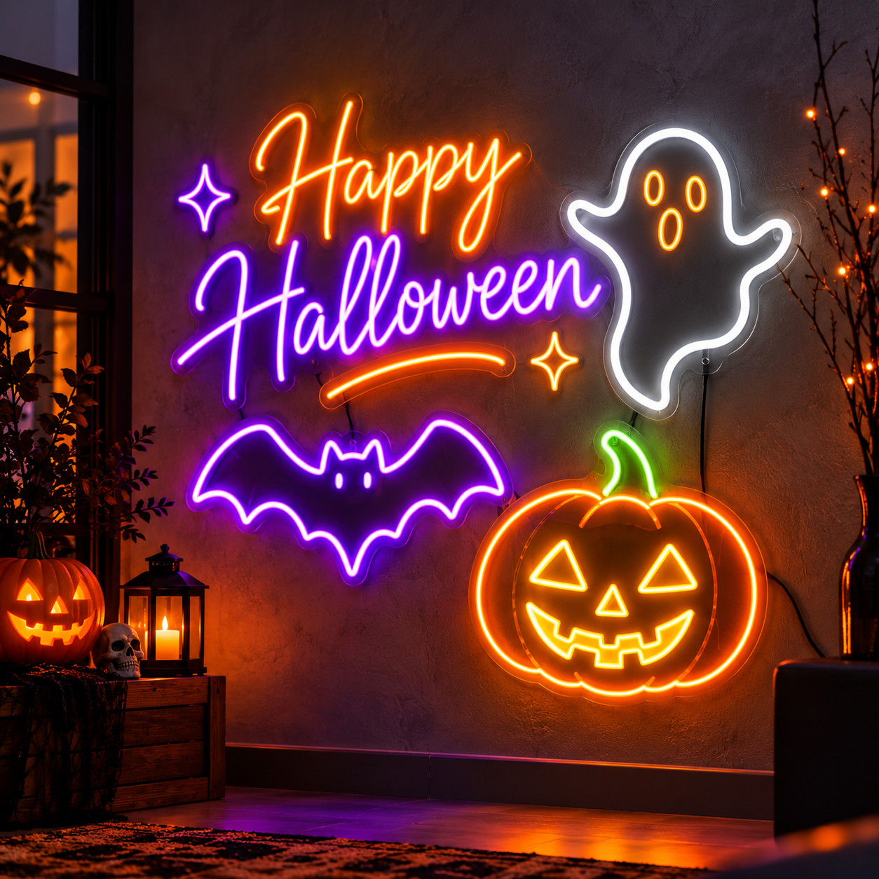 Custom Personalized Neon LED Light Sign, Halloween Party Room Wall Decor Display