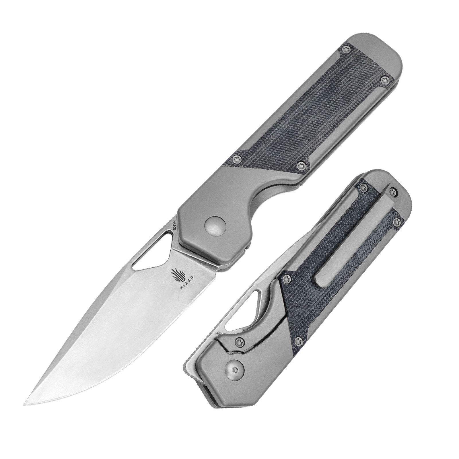 Kizer Militaw Folding Knive S35VN Steel Blade Titanium+Micarta Handle Ki3634A1 Kizer Militaw Folding Knive S35VN Steel Blade Titanium+Micarta Handle Ki3634A1