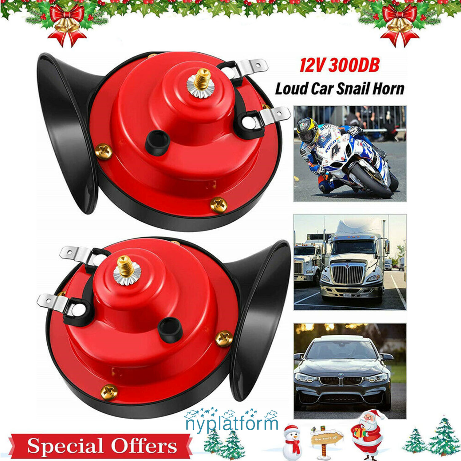 2PC 12V 300DB Super Loud Train Air Horn Waterproof Motorcycle Car Truck SUV Boat 2PC 12V 300DB Super Loud Train Air Horn Waterproof Motorcycle Car Truck SUV Boat