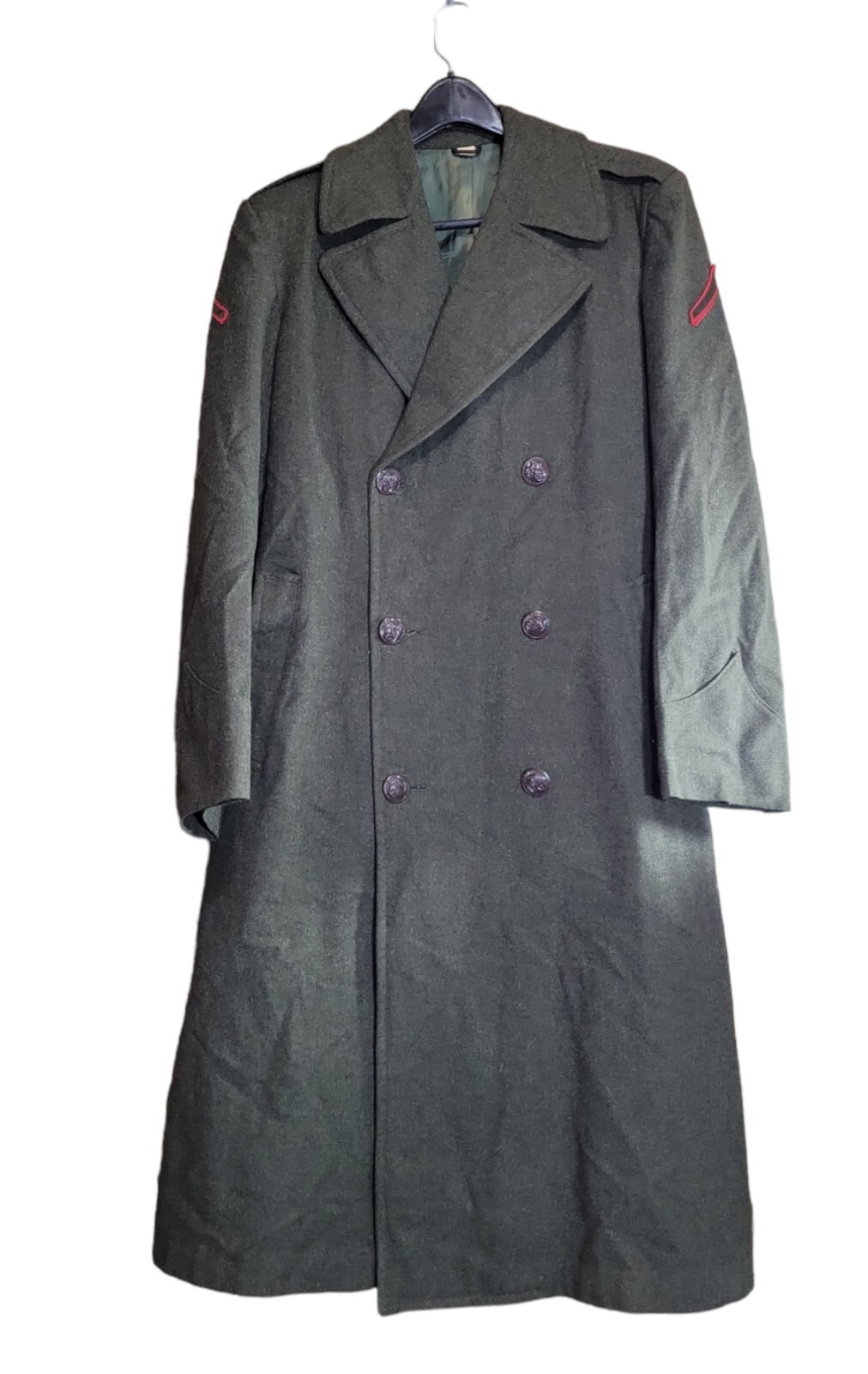 Vtg USMC 1956 Wool Overcoat Trench Coat Size 35 Regular