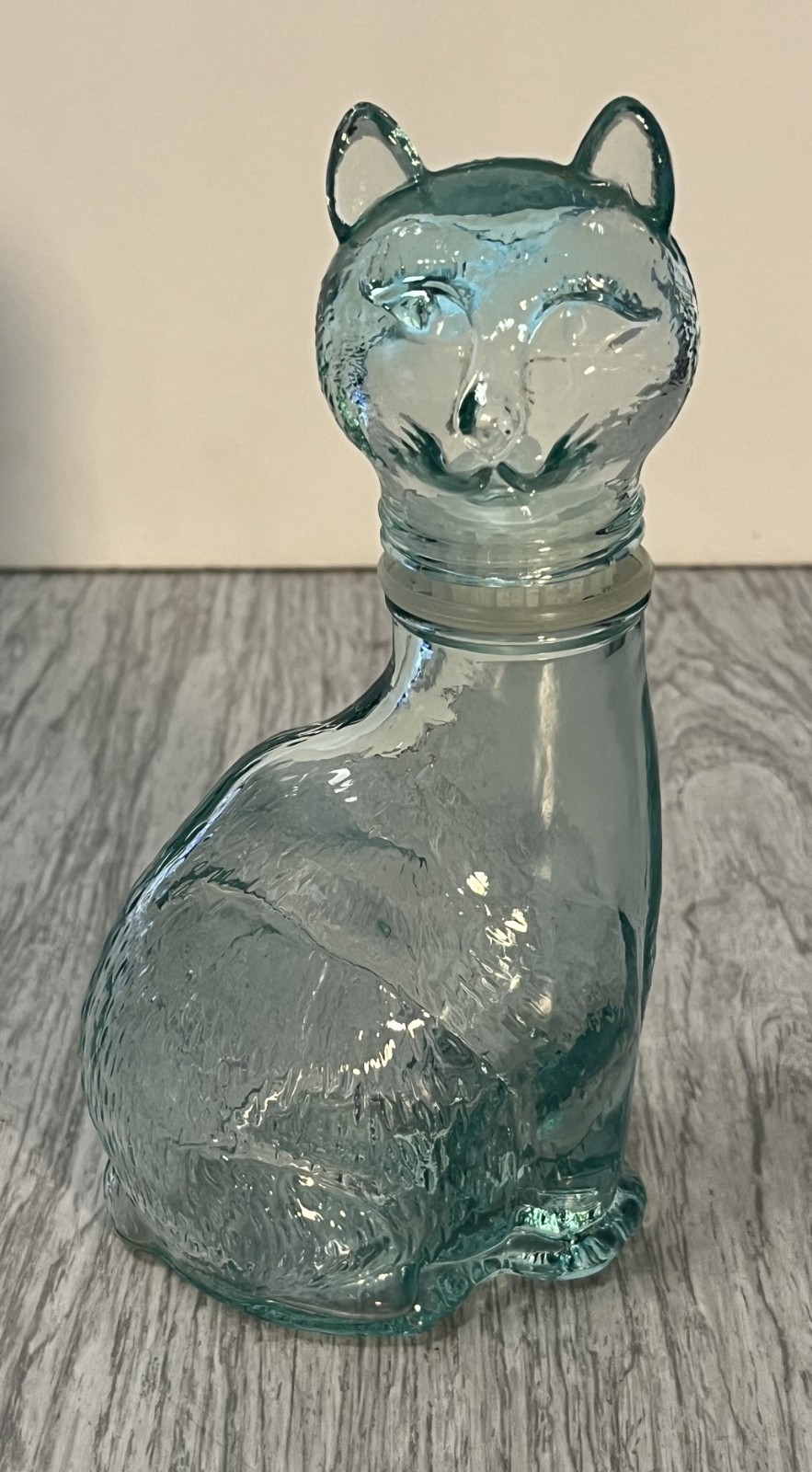 Vintage Vetreria Etrusca Aqua Green Art Glass Cat Bottles Decanter Cruet 7.25 Vintage Vetreria Etrusca Aqua Green Art Glass Cat Bottles Decanter Cruet 7.25