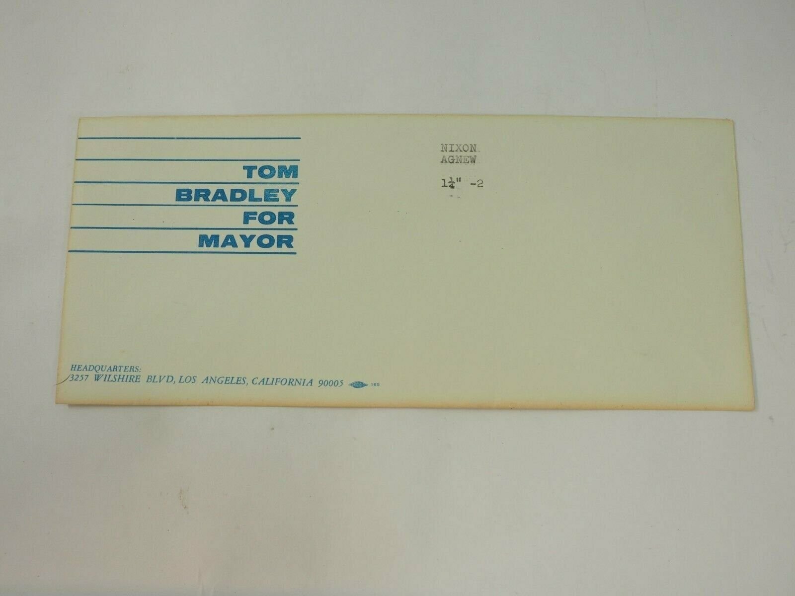 Original Tom Bradley for Mayor.1968 Campaign Envelope Nixon-Agnew Notations