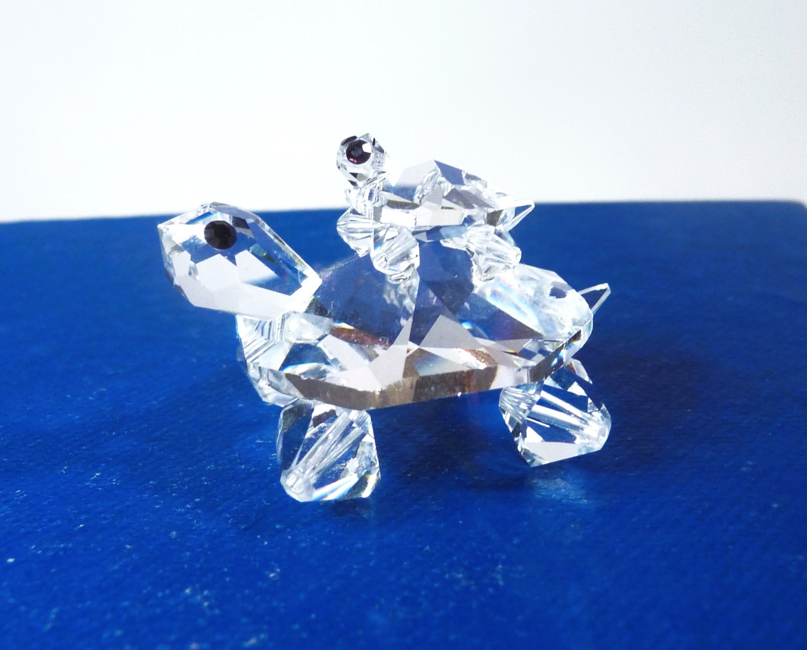 Vintage Austrian Crystal Mother and Baby Turtles Miniature Figurine Collectible